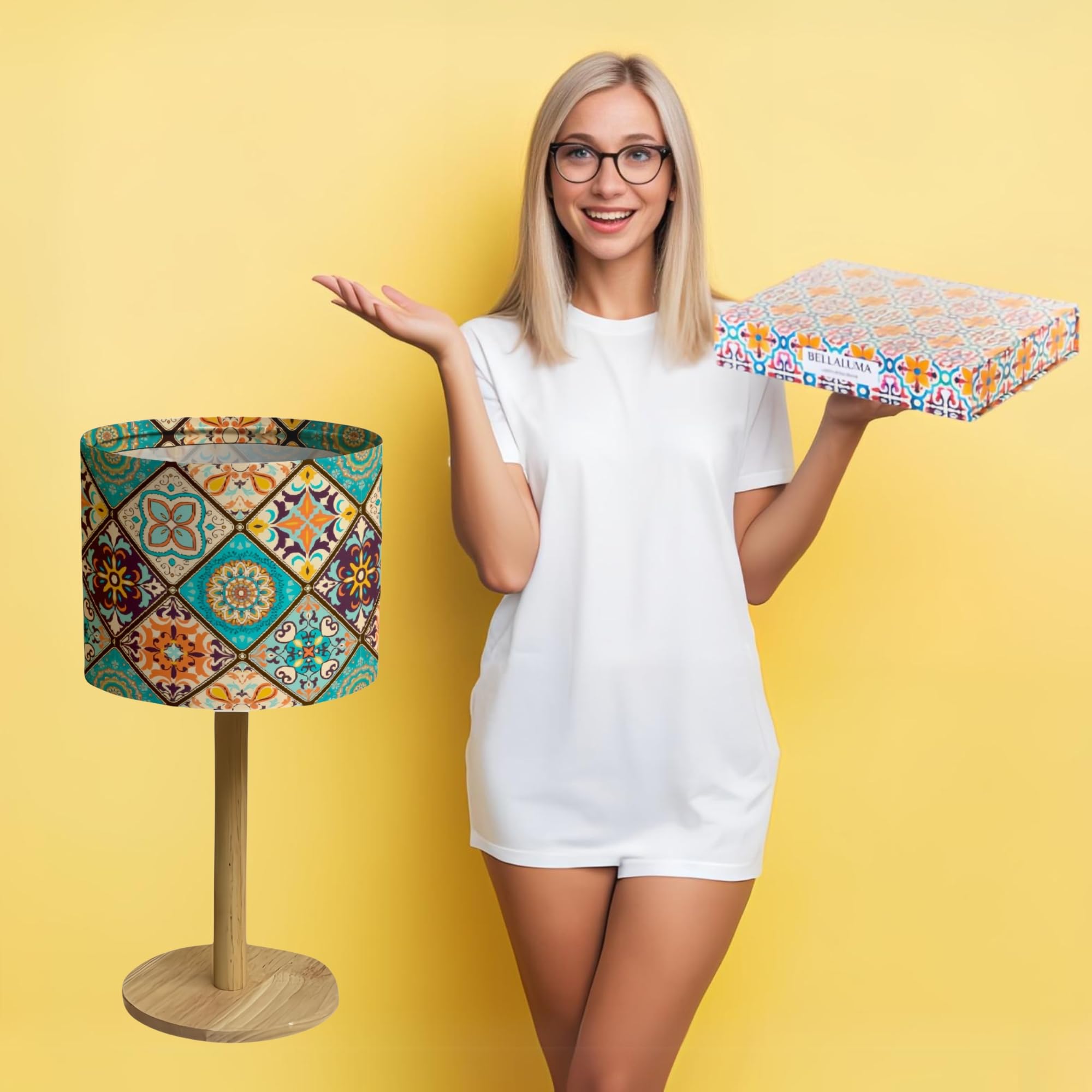 Bellaluma Lampada da comodino Lampada da comodino Candeeiro Mesa de Cabeceira Lampade da comodino Lampada da camera Lampada da tavolo (Palace Print, 1 unità)