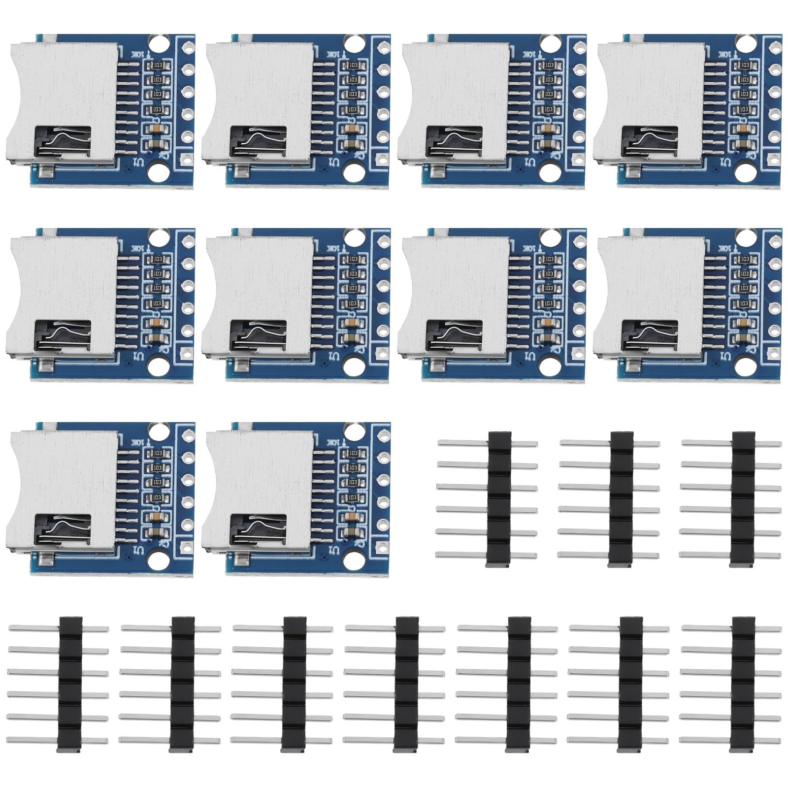 Create idea 10Pcs 3.3V Micro SD Card Reader Modul SPI SD Card Slot Modulo Socket Reader con 6-Way Pin Strip per Micro SD Card ESP32