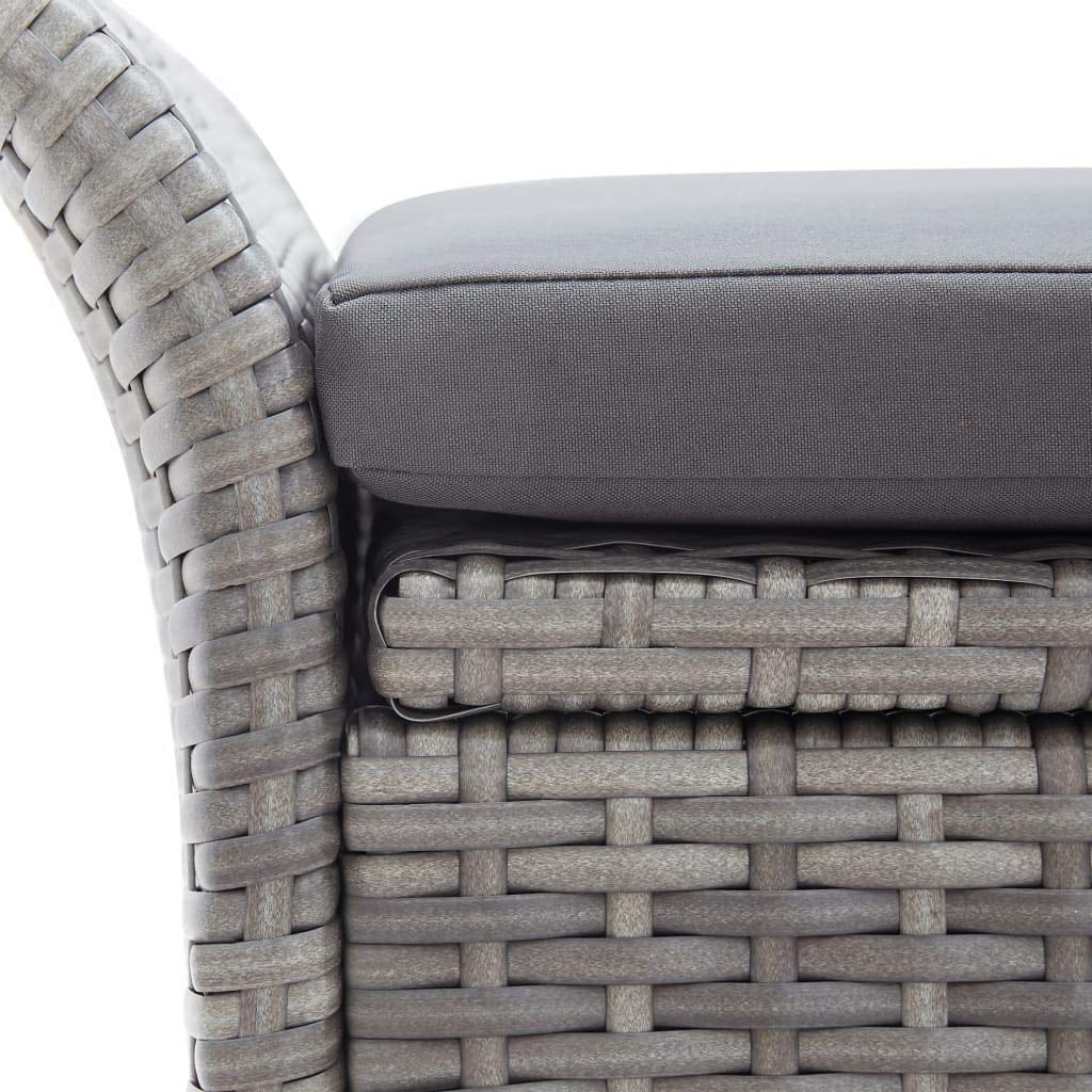 Truhenbank mit Auflage Gartenbank Gartentruhe Kissentruhe Kissenbox Sitzbank Rattanbank Grau 138 x 50 x 60 cm Poly Rattan