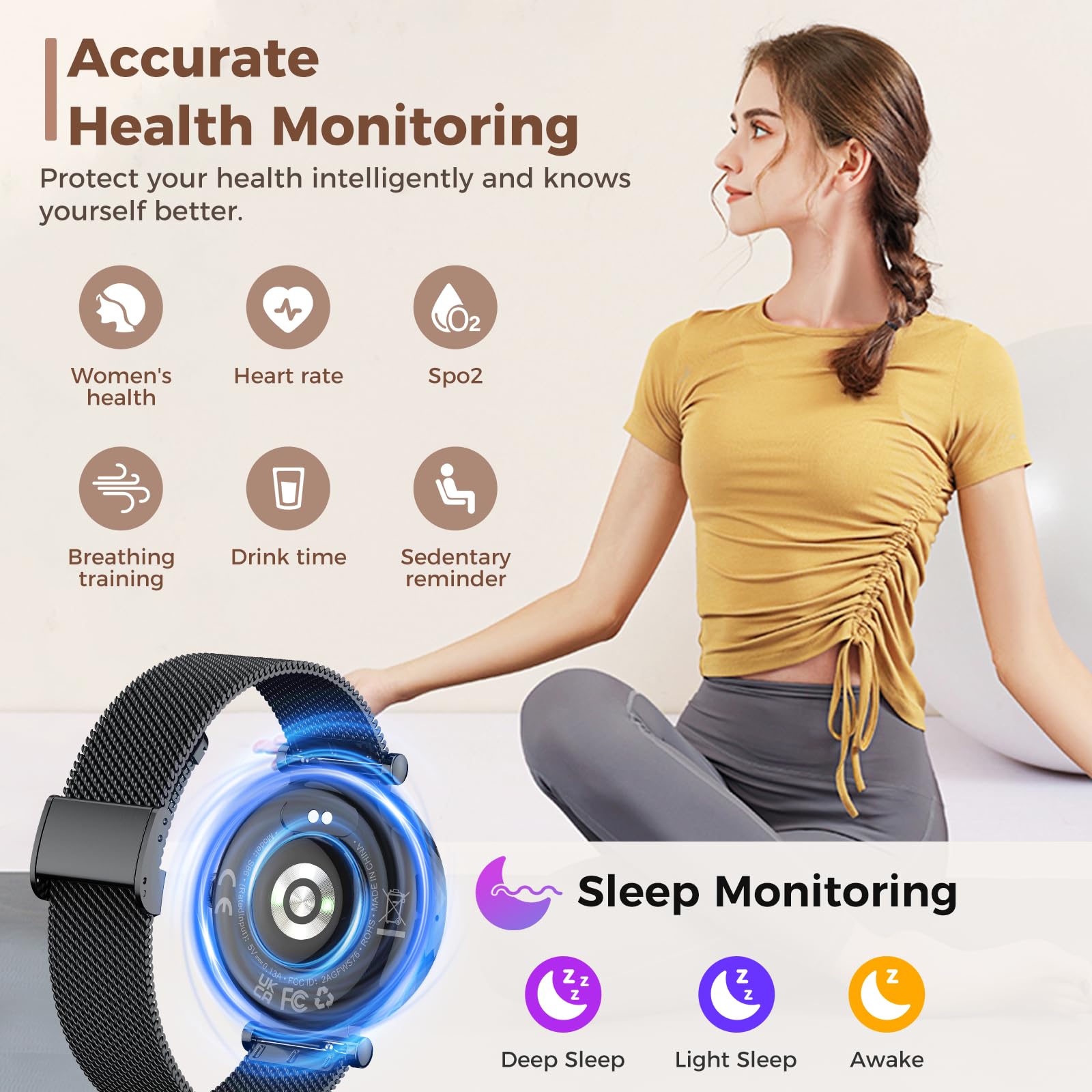 Matast Montre Intelligente Femme Tracker d'Activité Appels