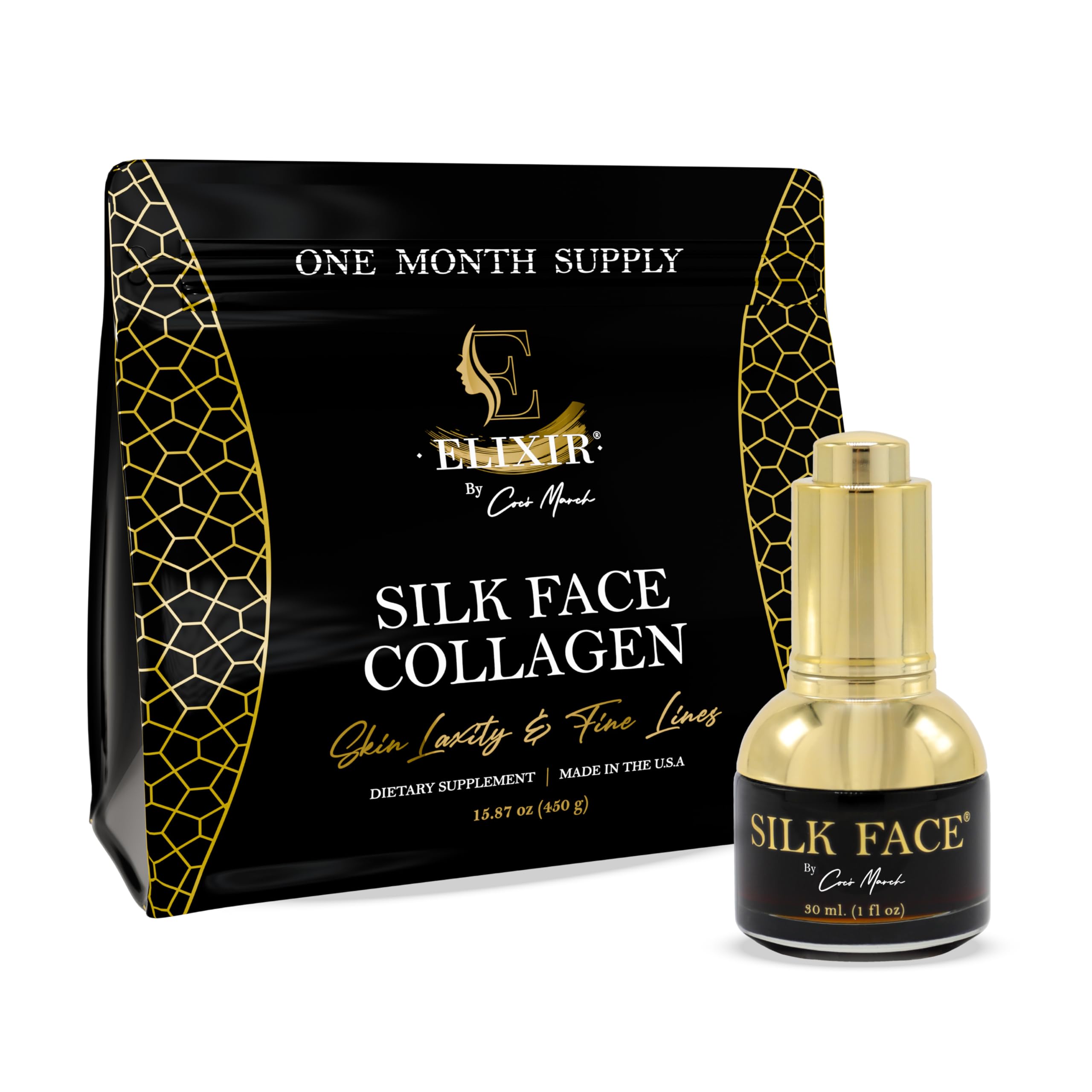 Elixir by Coc March Silk Face Collagen Bundle for Fine Line Reduction Luxurious Illumination Silky Radiance for Skin