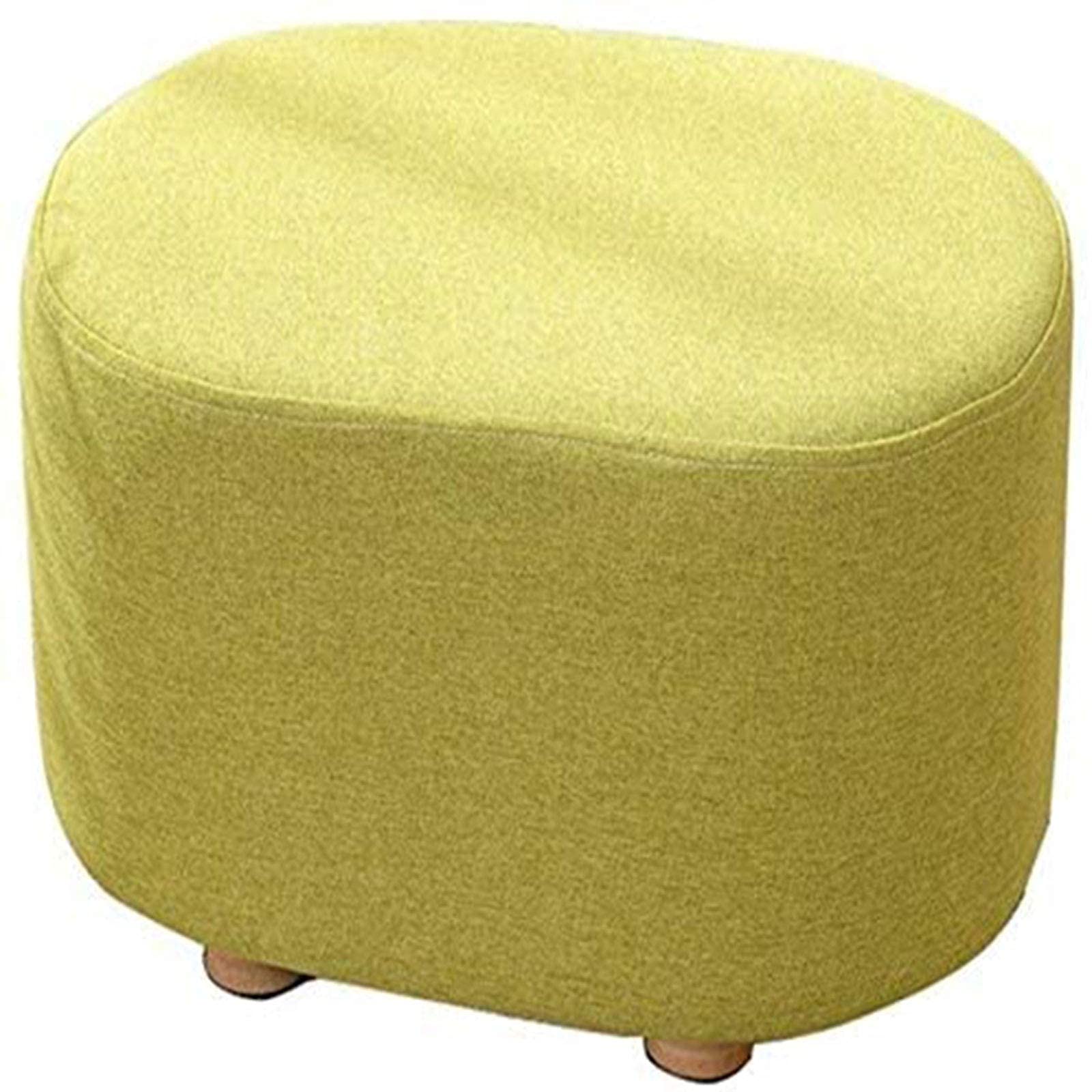 Repose-pieds rembourré en lin avec 4 pieds en bois et coussin amovible pour salon