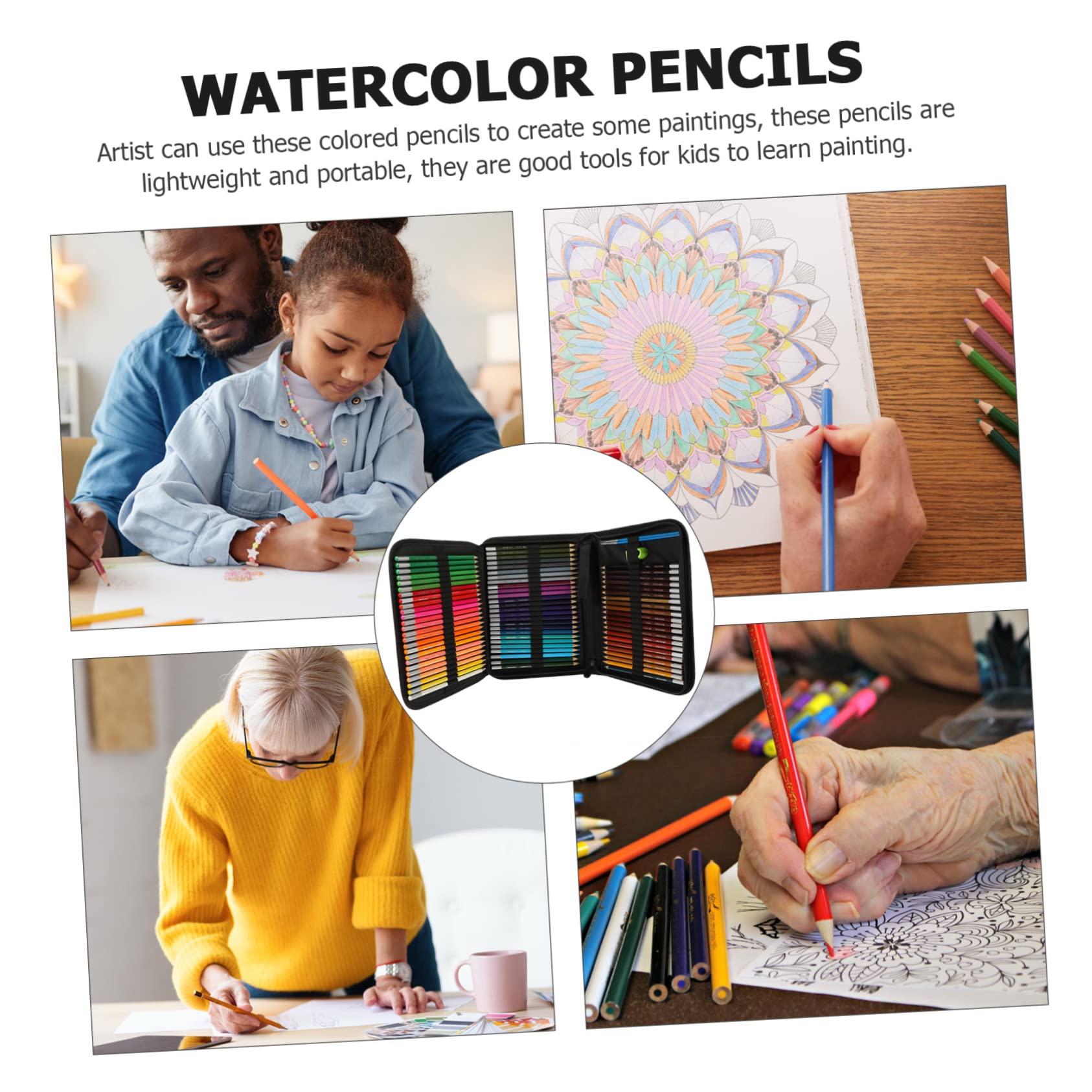 Crayons Aquarelle Professionnels pour Garçon et Filles, 1 Set de Crayons de Couleur en Bois, pour Dessin et Peinture, Matériel de Dessin