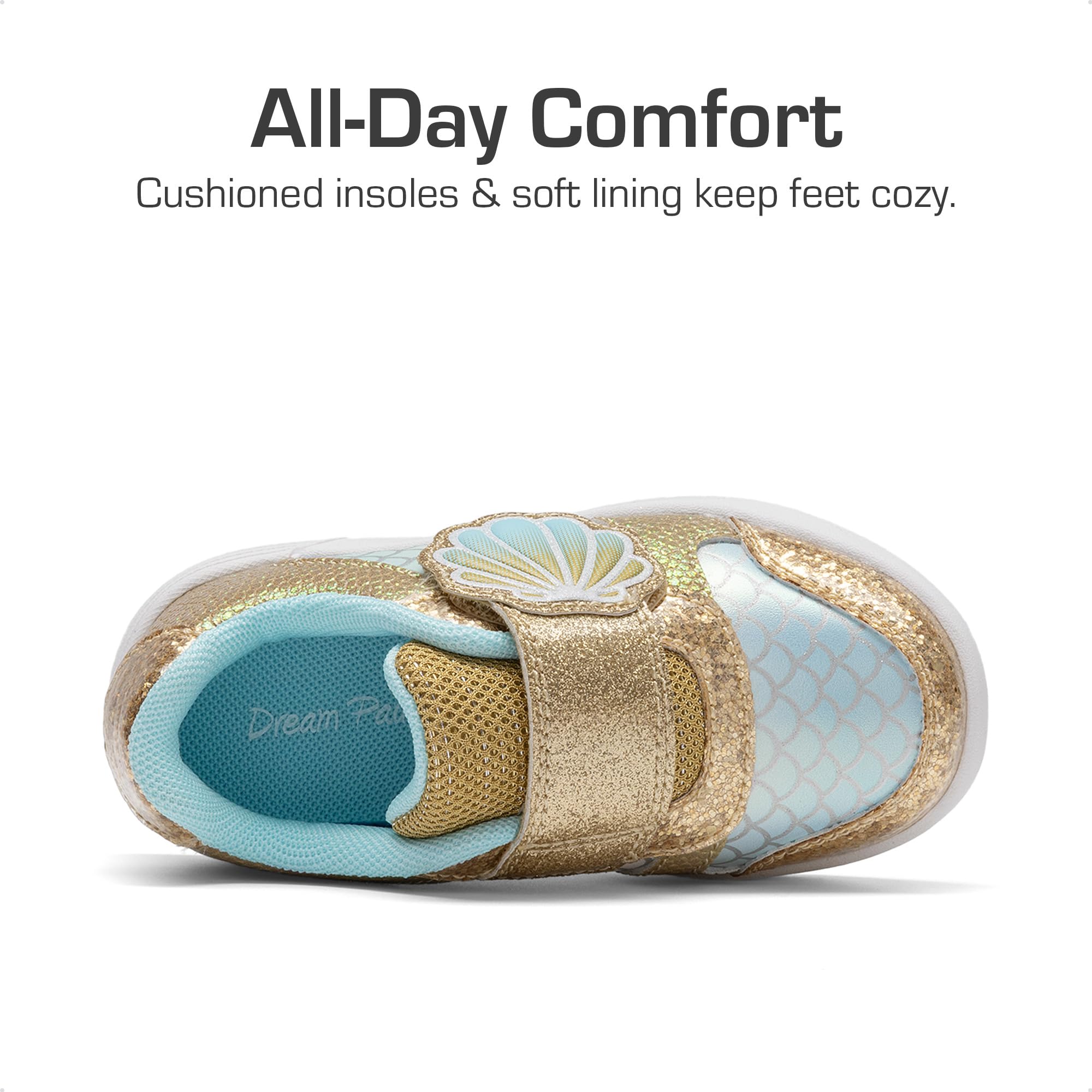 DREAM PAIRS Zapatillas brillantes de dibujos animados para niñas | Parte superior brillante sin esfuerzo con y plantilla cómoda, suela ligera antideslizante para uso casual, escuela, caminata
