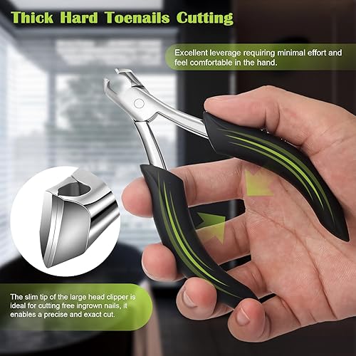 Miniatura 5 de FVION Cortaúñas resistente para hombres, cortaúñas de agarre firme para uñas gruesas de personas mayores, niquelado profesional encarnado