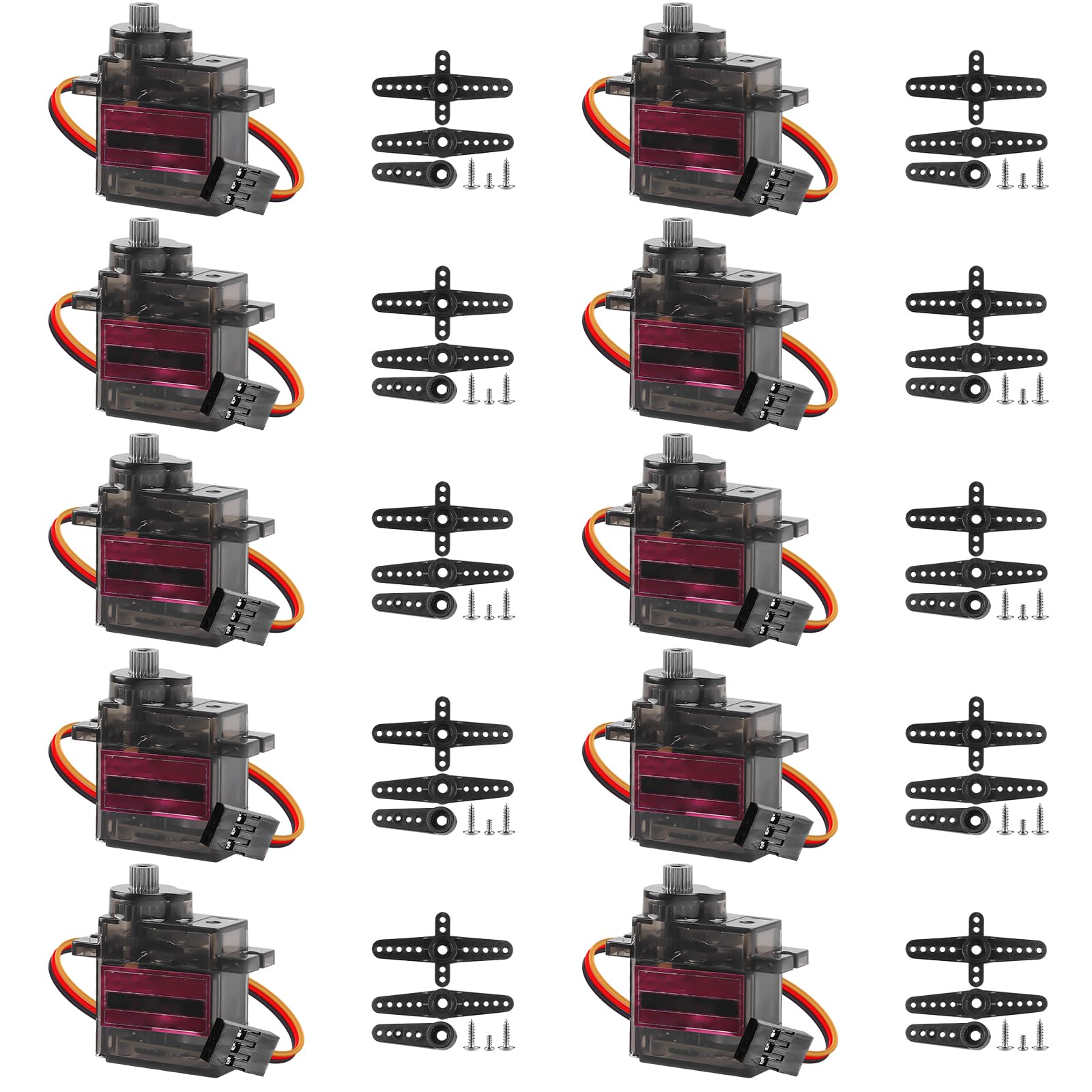 Servo Lot de 10 Micro-servomoteurs en métal compatibles avec Arduino, Engrenages entièrement métalliques, Angle de contrôle de 180 degrés, Mini Moteur pour modélisme Arduino, Robot Bras Avion