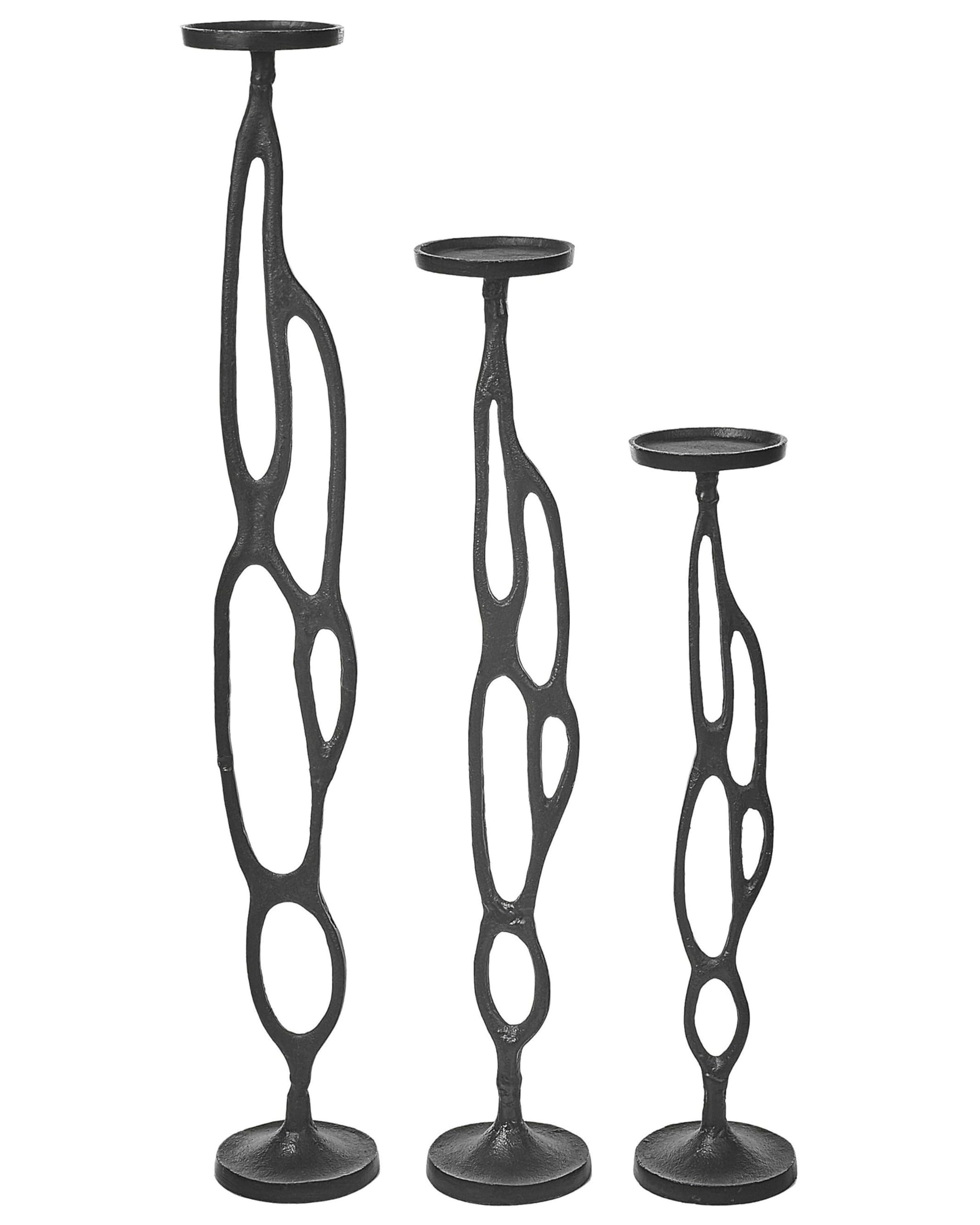 Kerzenständer 3-er Set Aluminium schwarz hoch Tischdeko Industriell Modern Buni