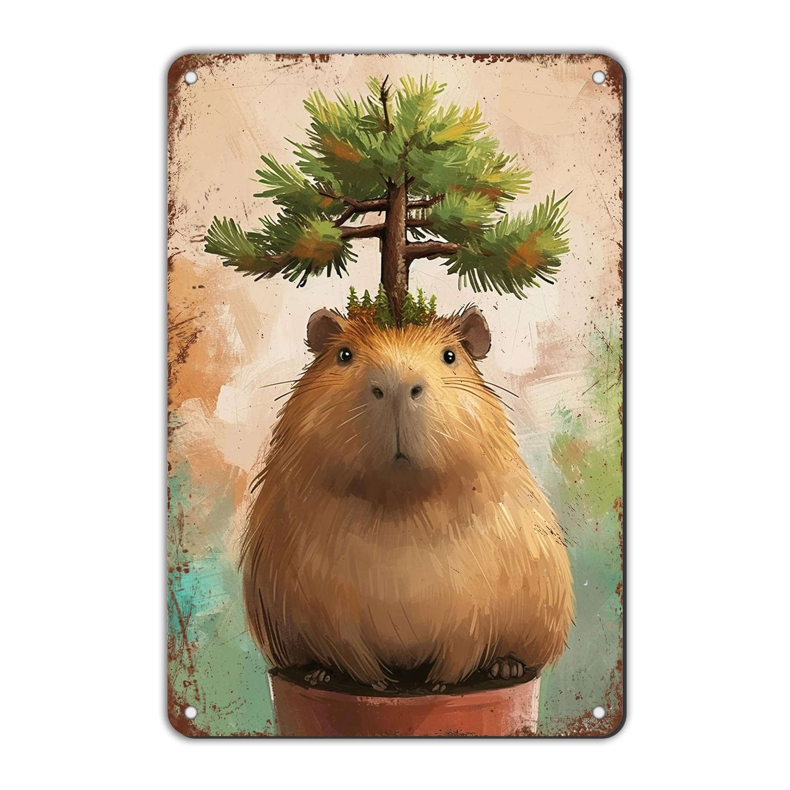 Anceky Sign Beaver Metal Tin Sign Funny Wall Decor for Living Room Bathroom Home Backyard Gate 12×8 Inch