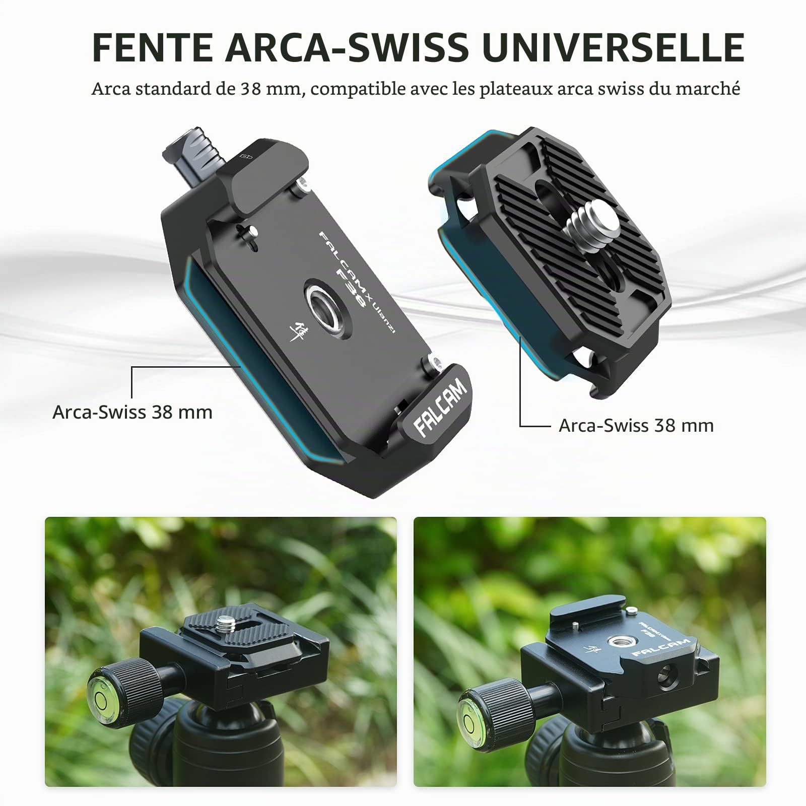 FALCAM F38 Plaque de Fixation Rapide pour caméra avec Filetage 1/4" vers 3/8", Adaptateur de Montage Rapide pour trépied/stabilisateur/Gimbal/Slider