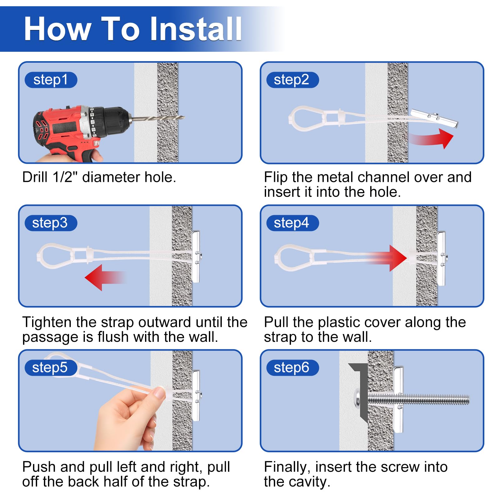 Taiss Drywall Anchors - 265lb Heavy Duty Toggle Bolts -3 Taiss Drywall Anchors - 265lb Heavy Duty Toggle Bolts -3