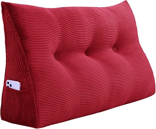 Miniatura 8 de Almohada de cuña grande para cabecero, cojín de respaldo para adultos para sentarse en la cama, almohada ergonómica de lectura para posicionamiento