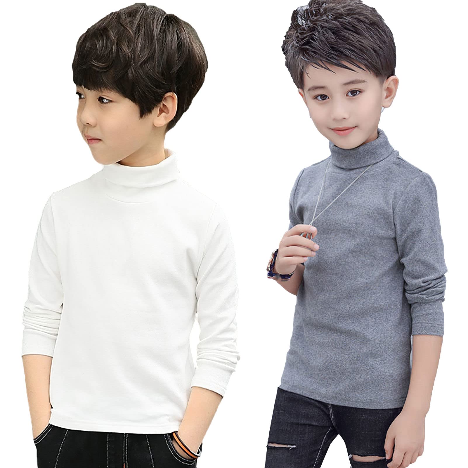 Conjunto de 3 piezas de camiseta térmica con cuello alto y manga larga elástica para niños y niñas