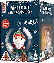 TOPP Häkelmini-Weihnachtskugel Häkelset Wichtel: Anleitung, Garn (100% Baumwolle) in 5 Farben, Häkelnadel (1,5 mm), Kunststoffkugel (7 cm), Füllwatte, Perlen, Glöckchen, White