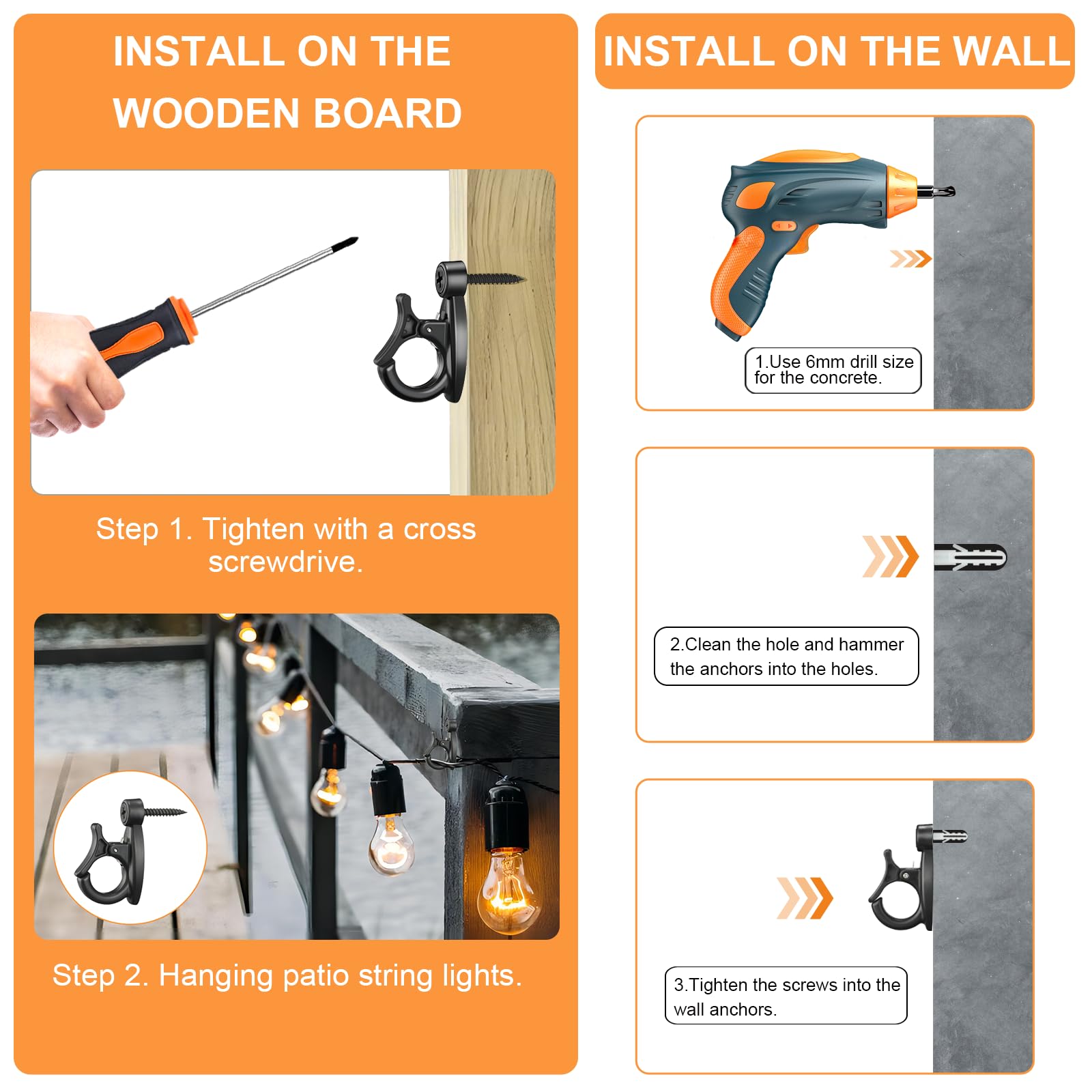 Hanging Hooks For Outdoor Lights 24-Pack String Light Hooks With