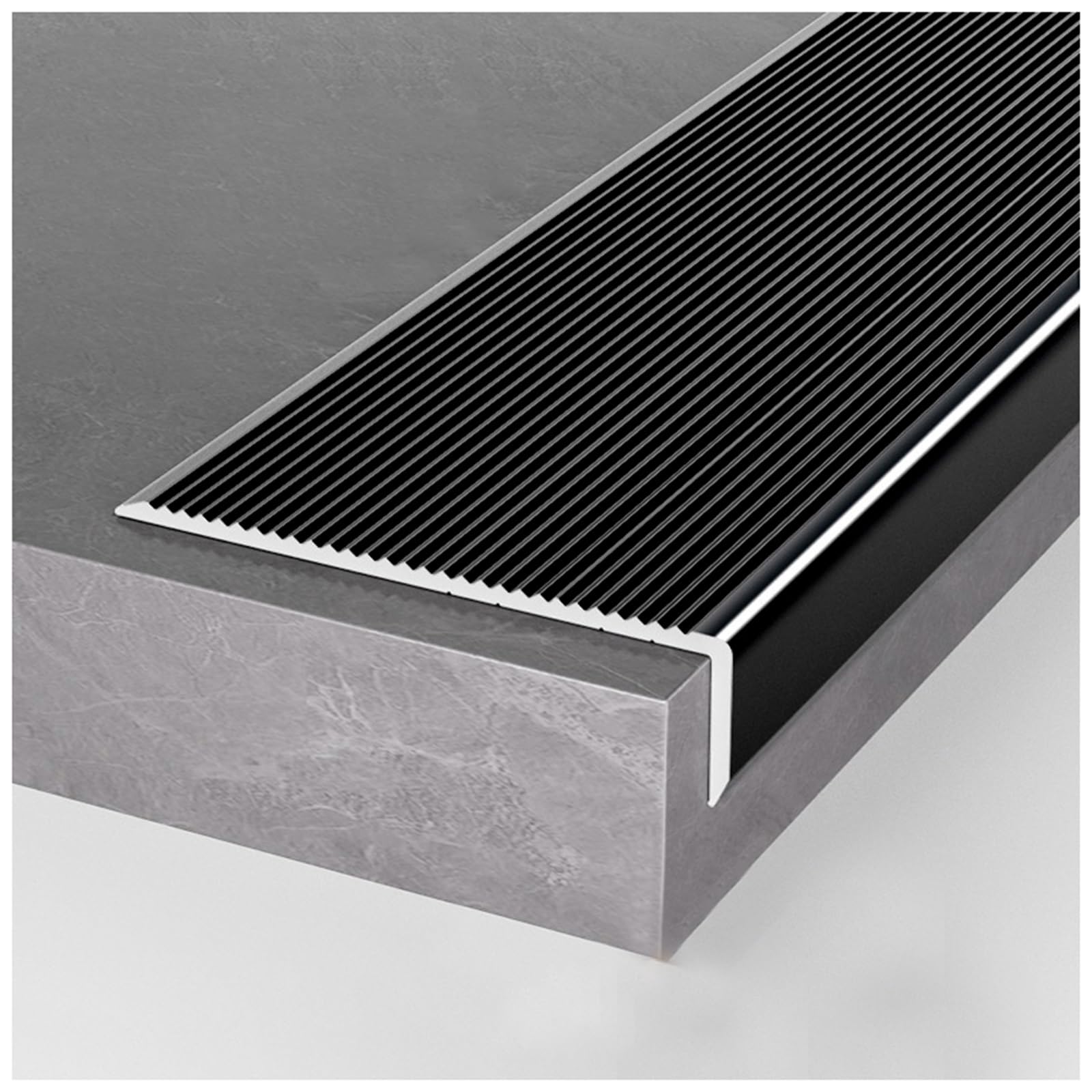 LXLZYXSF Aluminum Stair Nosing 10cm Extra Wide Stair Edge Trim, Stair Edging Non-Slip Steps Treads, 39in 41in 43in 45in 47in 49in 50in 52in 54in 56in 58in L(Black WxH-10x2cm,L-40/102cm)