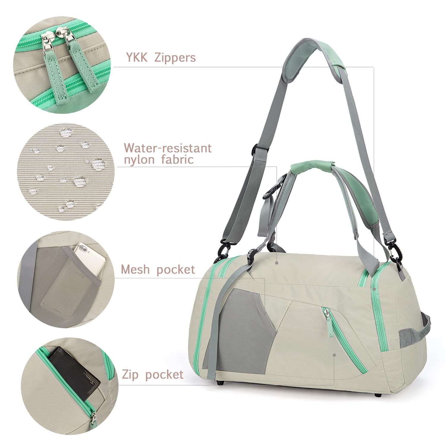 WindTook 40L Borsa Sportiva da Donna Zaino 2 in 1 Borsa da Fitness Borsa da Viaggio Borsa da Allenamento con Scomparto per Scarpe Borsone Borsa da Ballo Weekender Sport Fitness Yoga 53x27x27CM