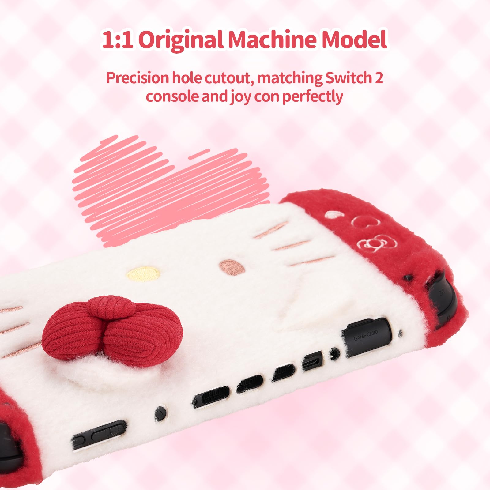 Kuitmor Funda de felpa para Switch 2, Kawaii, carcasa rígida PC delgada compatible con Switch 2025 consola de juegos y controlador joystick – HVAC