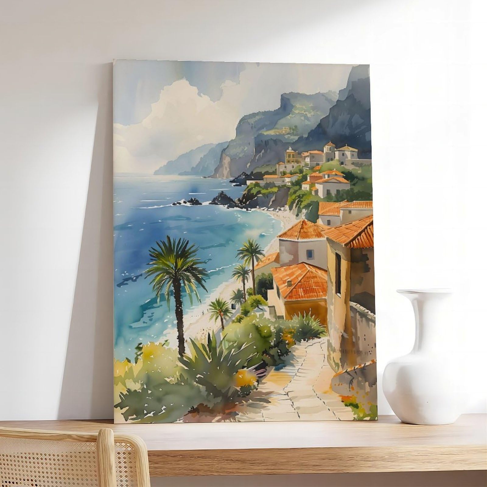 Amazon.com: ZJLAMZ Madeira Watercolor Painting Portugal Wall Art