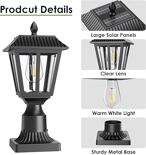 Miniatura 3 de Lámpara solar para exteriores  3000 K blanco cálido, IP45 impermeable, luces solares para jardín, patio, paisaje, lámpara decorativa exterior (2