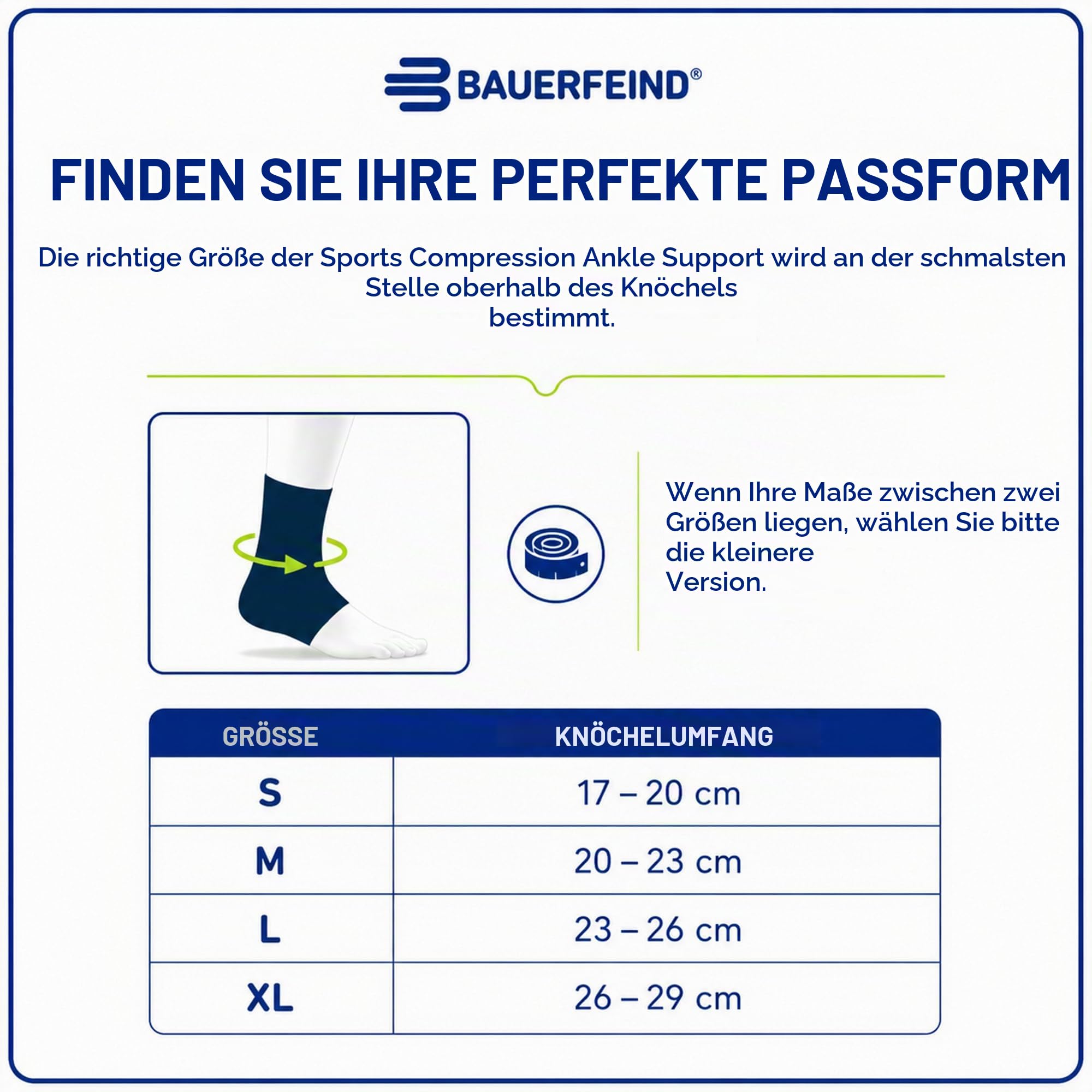 BAUERFEIND Sprunggelenk Sleeve „Outdoor Compression Ankle Support“, 1 Unisex Sprunggelenkbandage mit Merinowolle, Rechts & Links tragbar, Knöchelbandage zur Wanderausrüstung