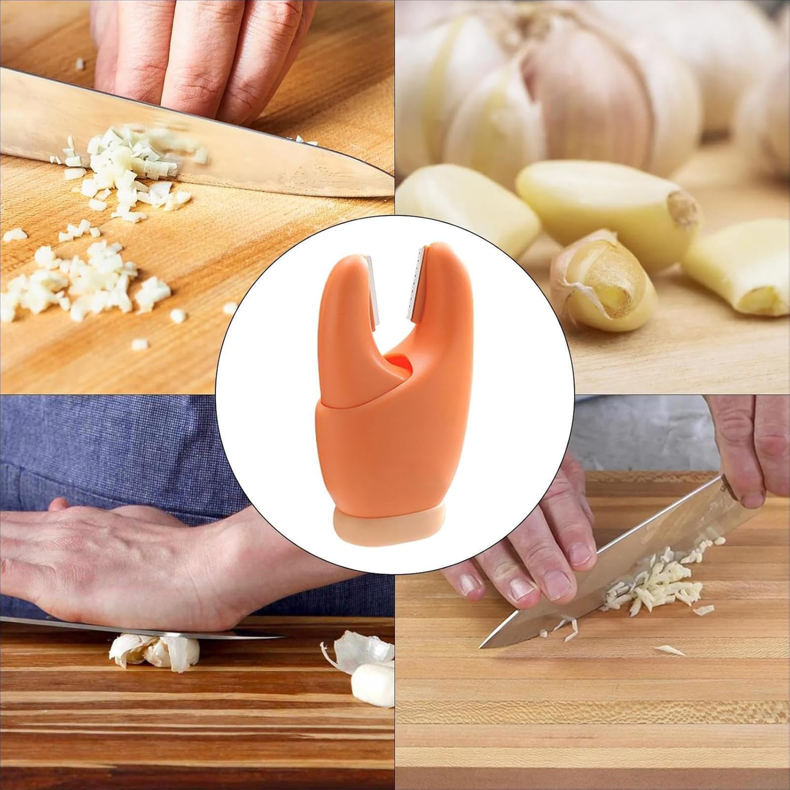 Éplucheur d'ail et de crabes avec Manche pour Usage Domestique, Pince magnétique 2 en 1, idéale pour la Chambre, la Cuisine, l'appartement et Le Foyer,Orange,9 x 4.5 cm