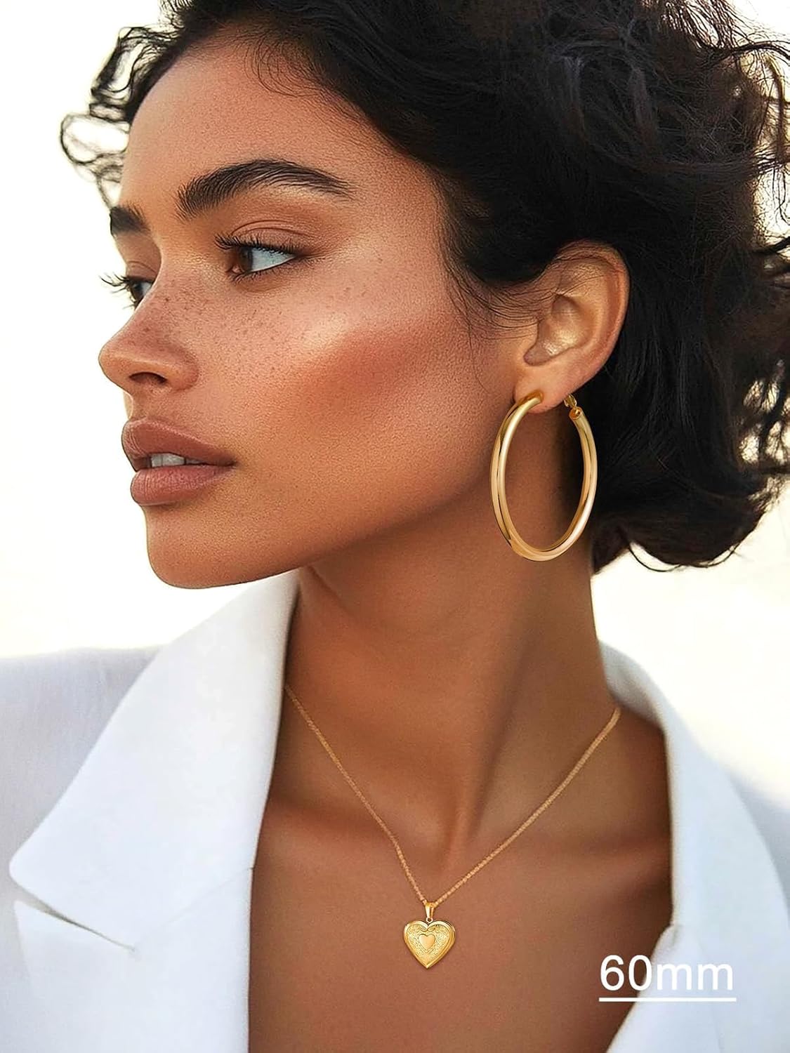 U7 Chunky Hoop Earrings for Women, Stainless Steel Hoops Earring, Classic Polished Thick Ear Jewelry, Black/Silver/Gold Hoop Earrings, 20/30/40/60/80mm - Image 3