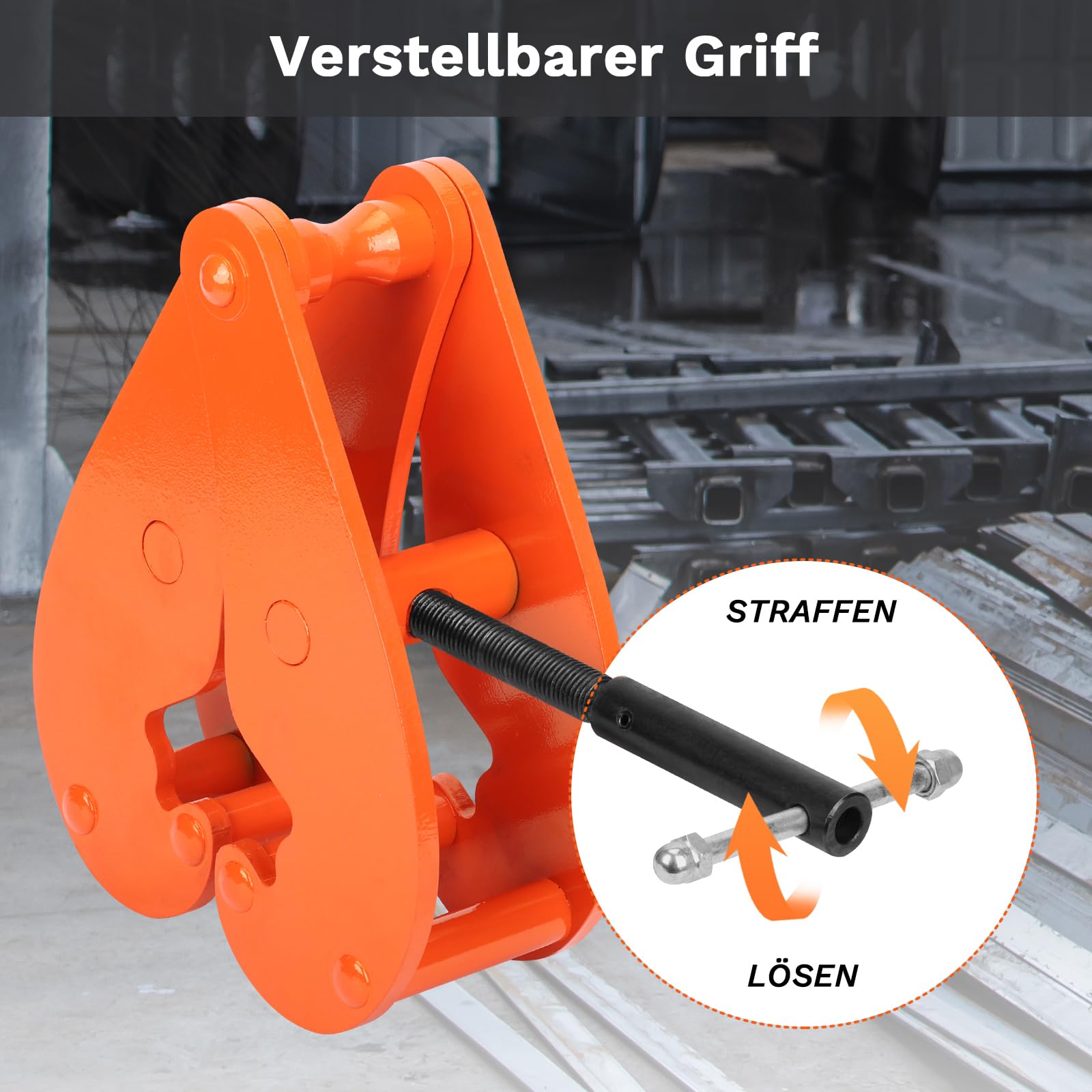Abrazadera de soporte de 5000 kg/5 T, abrazadera de montaje de acero, capacidad de carga de 5000 kg, rango de agarre 80-320 mm para soporte de acero I, capacidad de carga de trabajo, abrazadera