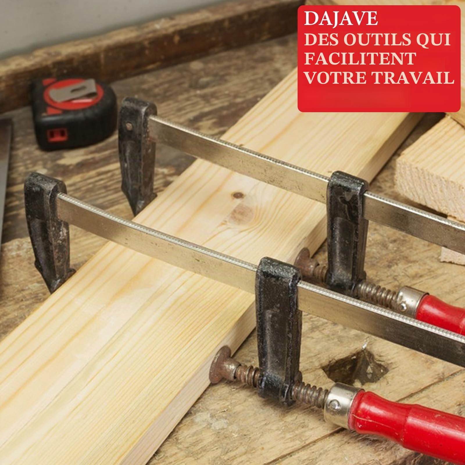 DAJAVE Lot de 10 serre-joints à une main - Envergure : 100 mm/150 mm - Plage d'extension : 200 mm/285 mm - Force de serrage : 23 kg/68 kg - Acier et nylon pour une fixation précise