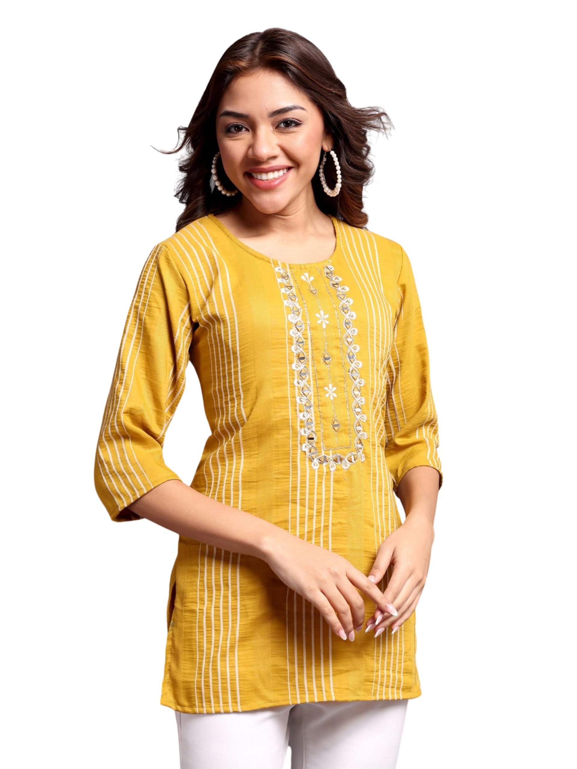 AnjuShree Choice Women Embroidered Indian Short Kurti Tunic