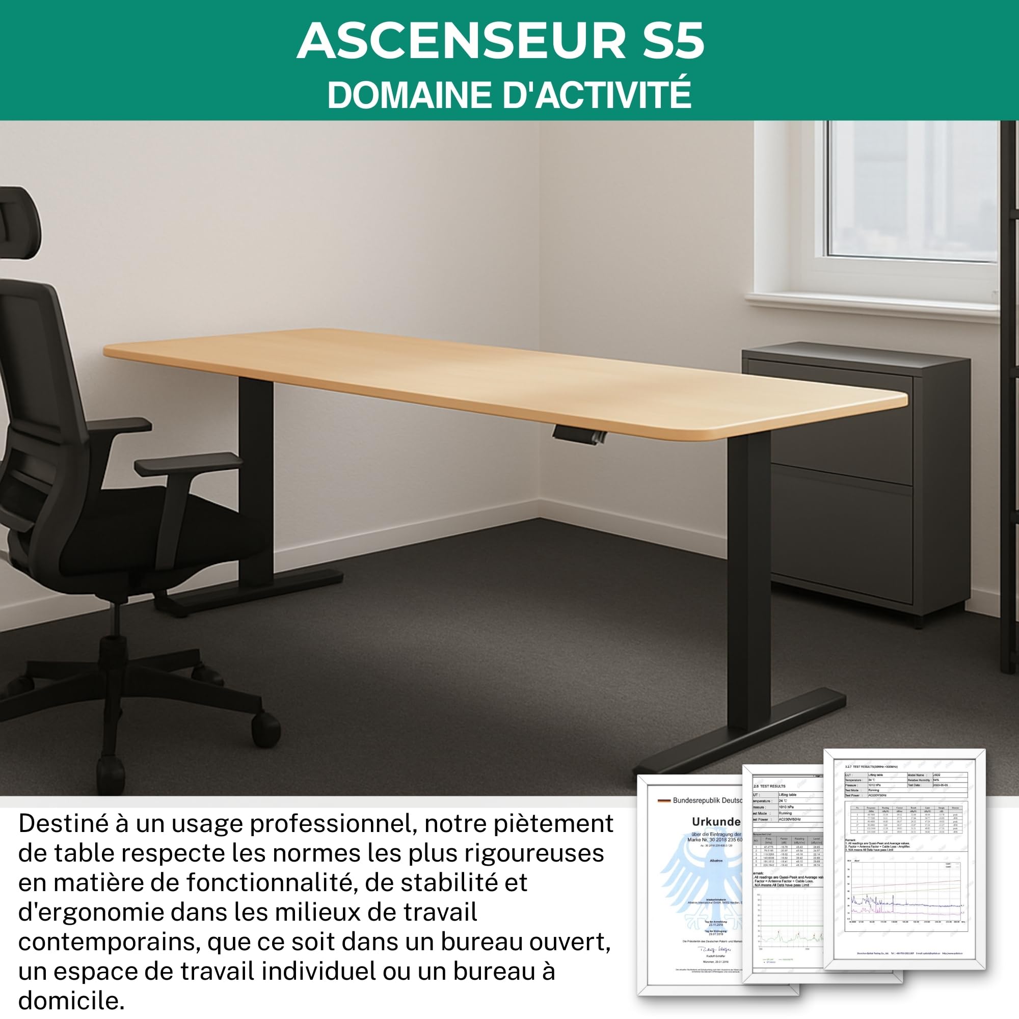 Albatros Piètement de Bureau Lift, Noir, 2X Moteurs, réglable en Hauteur électriquement avec Fonction mémoire