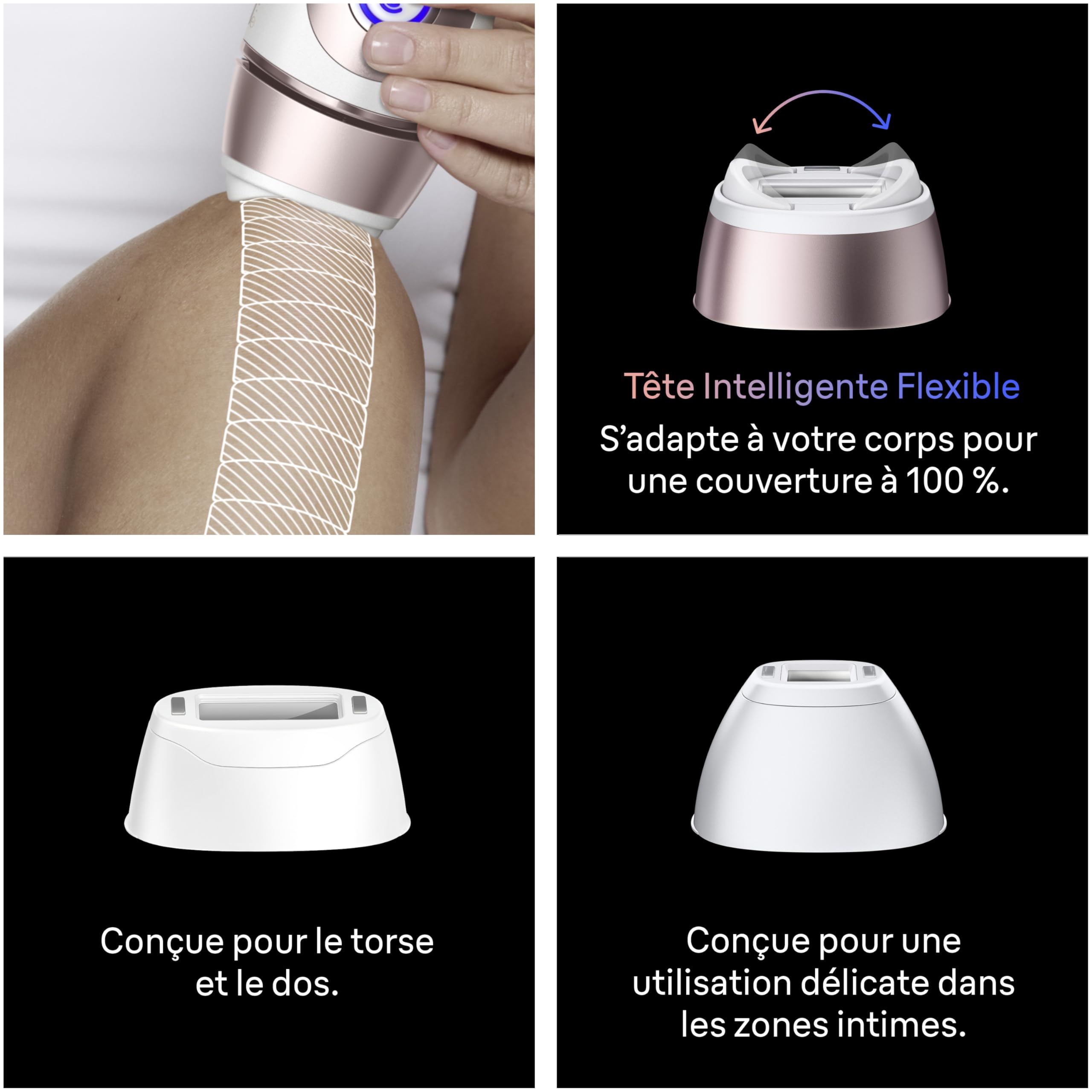 Braun Epilateur Lumiere Pulsee Intelligent Skin i·expert PL7311, Blanc et Bronze – Alternative au Laser à Domicile, Filaire, avec Pochette, Rasoir Gillette Venus, 3 Têtes, Connecté à L’Application