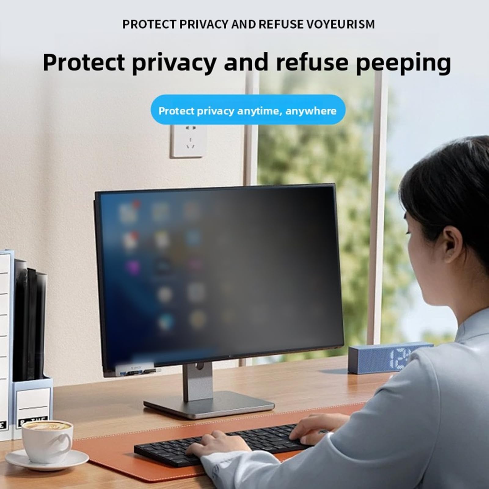 Schermo Privacy Computer 24 Pollici, Protezione per Monitor Widescreen Rimovibile con Magnete 16:9 PET per Laptop, Pellicola Proteggi Schermo Antigraffio Anti Luce Blu