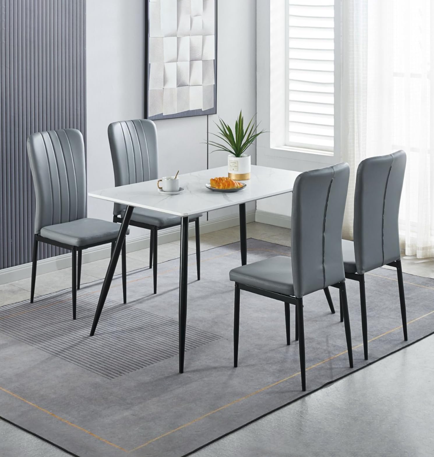 Hallowood Furniture Cullompton 120x70cm Small Dining Table and Chairs Set 4