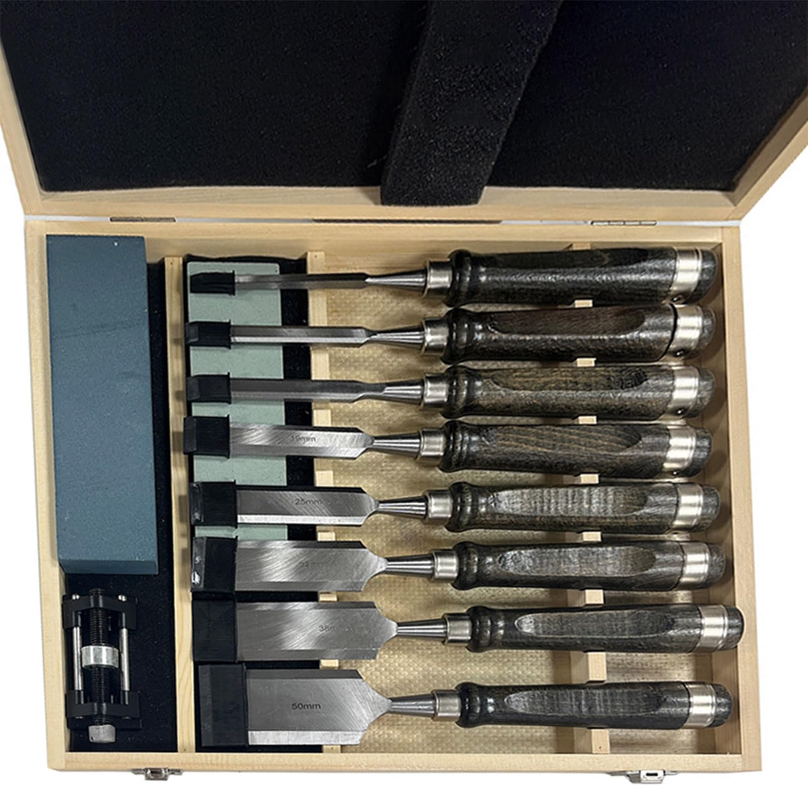 Juroupi 8 Piece Wood Chisel Set for Woodworking Tools, Wood Carving Tools with Wooden Box/Cover, Wood Carving Kit with Comfortable Black Walnut Handle for Beginners and