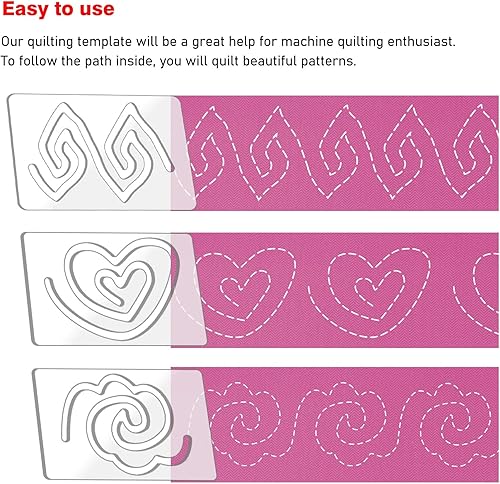 Miniatura 27 de Kapyoo Reglas y plantillas de acolchado Plantillas de acolchado para máquinas Plantillas de acolchado en forma de corazón en forma de corazón