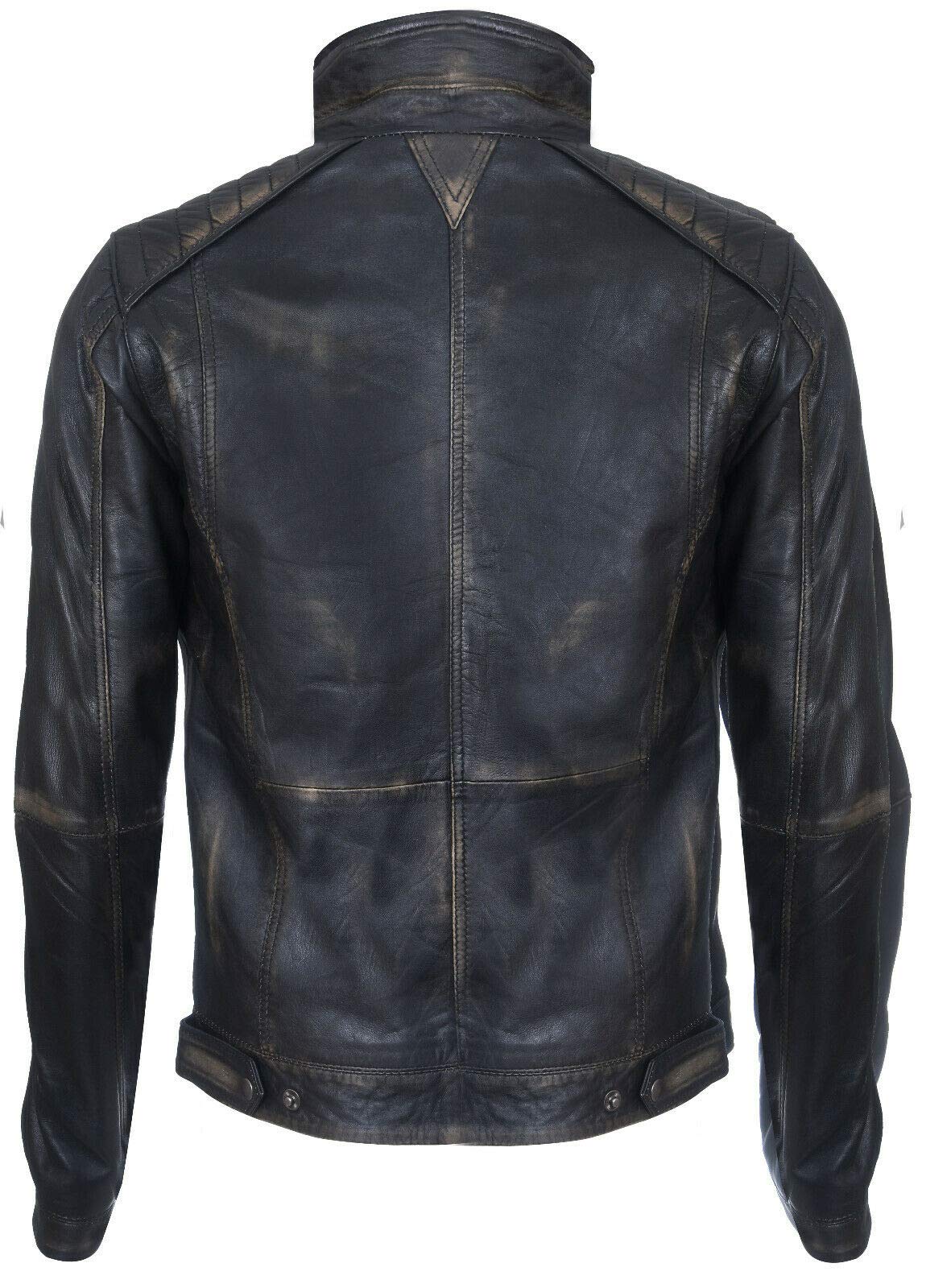 Hombres Corredor 100% Cuero Chaqueta Motera Motocicleta Apenada