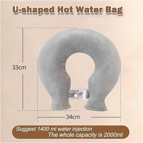 Vista 4 de Bolsa en forma de U apta para cuello de felpa suave calentador de cuello botella calentamiento de invierno compresa fría fisioterapia