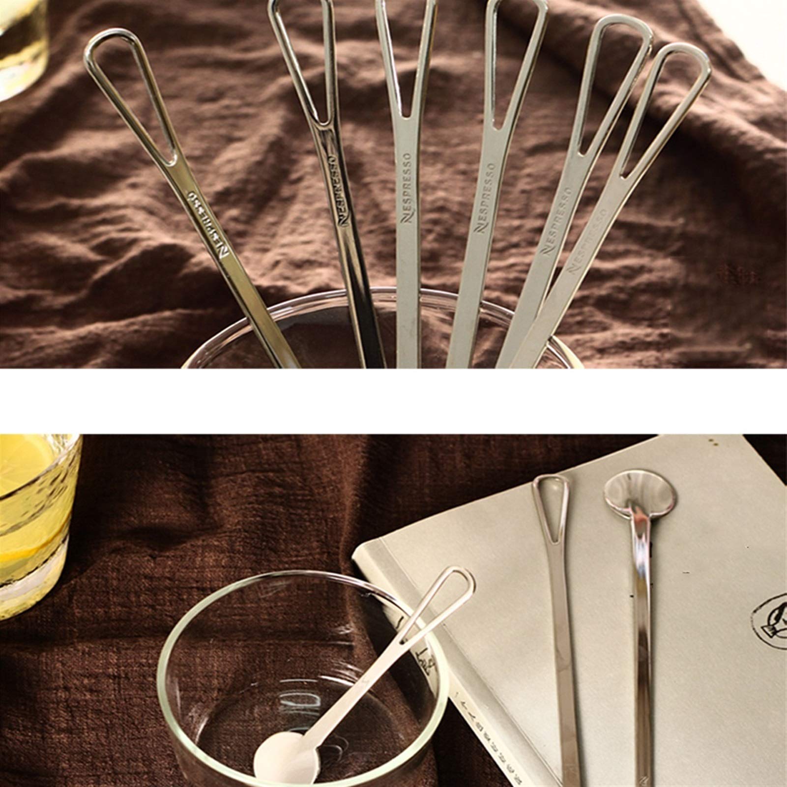 Cucharas de Postre Acero inoxidable 304, café, bebidas, barra de agitación de leche, batido, postre, cucharón de agitación de miel, cuchara de azúcar, mango largo y mango corto ​Cucharas de Cóctel