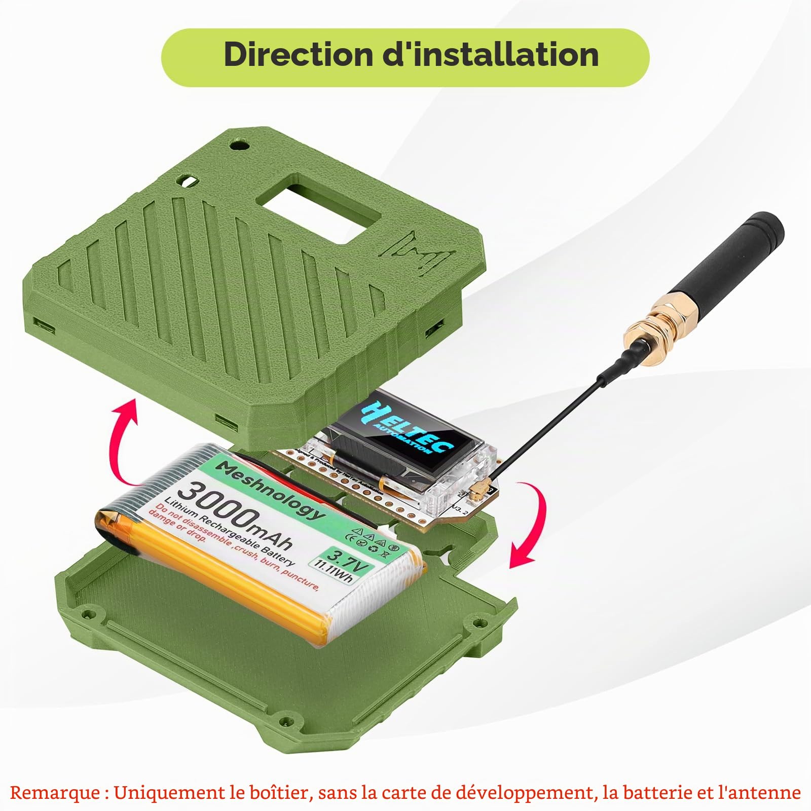 1 pack ESP32 pour Heltec V3 Houig, carte de développement LoRa, Meh Houig avec connecteur Atea et interface TyeC, N33, vert armée