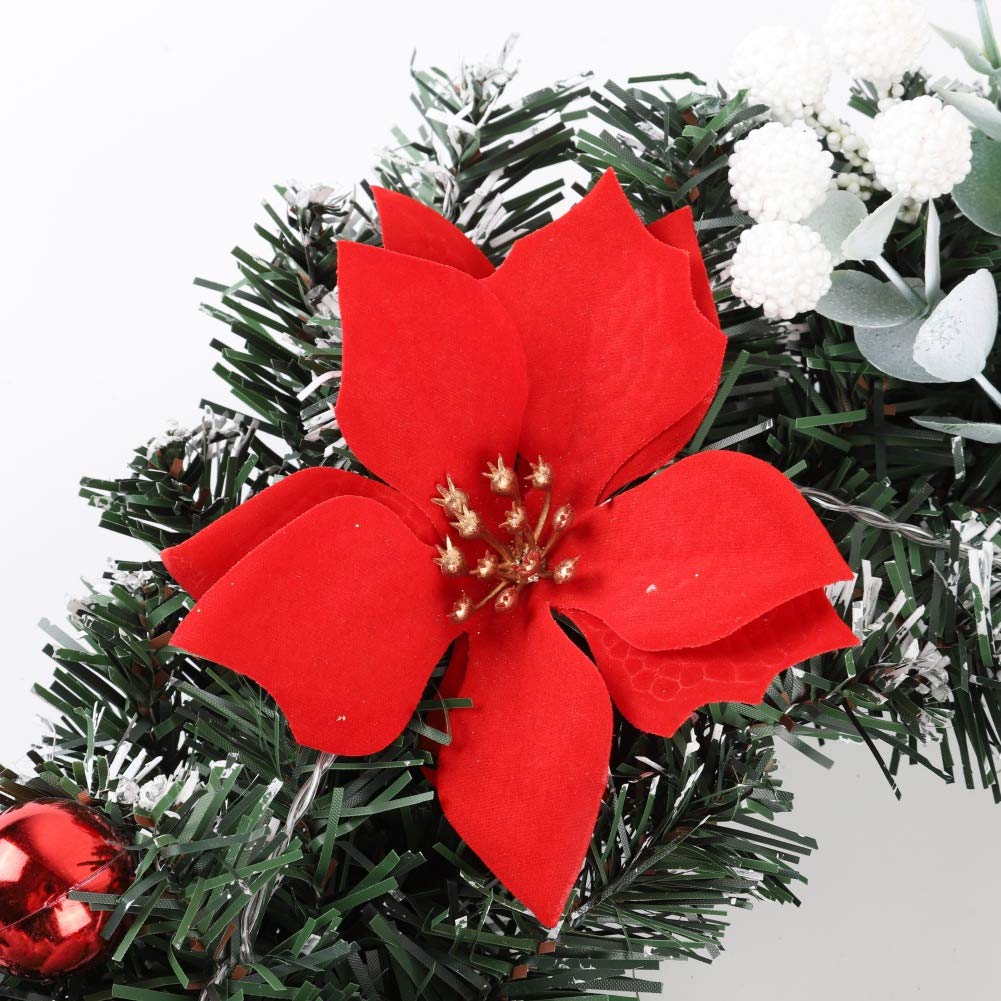 Guirnaldas navideñas con luces, Guirnaldas navideñas para puerta de entrada con Guirnalda navideña alimentada por batería Guirnalda colgante para puerta Decoraciones para el hogar de vacaciones Siver-