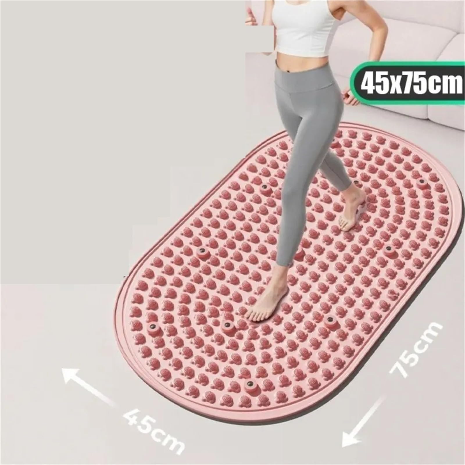Esterilla Acupresión cojín del masaje pie de los 45x75cm | Estera de acupresión de silicona antideslizante(Pink)