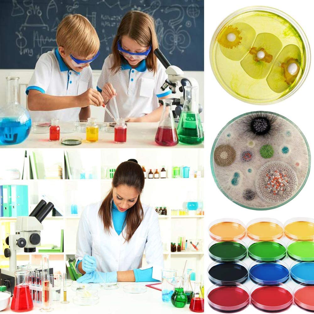 Latrat 20 pz Dishes Petri, Scatole Di Petri In Plastica Sterile, Scatola Sterile con Coperchi per Laboratorio Cellulare Cultura Tessuto, 90 mm