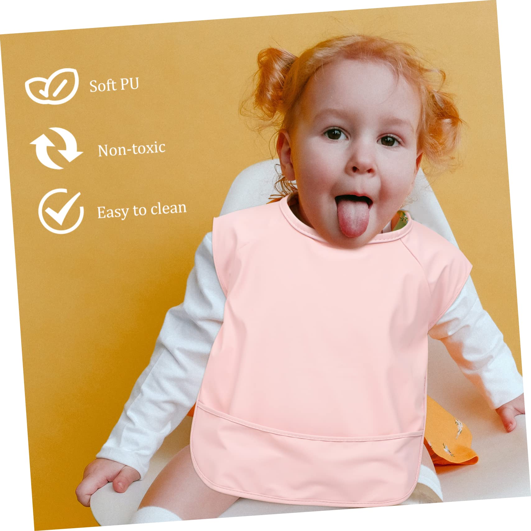 Gatuida 2 piezas Baberos Impermeables para Bebés Sin Mangas PU con Bolsillo para Comida Delantal para Alimentación y Babero Guardería para Pequeños