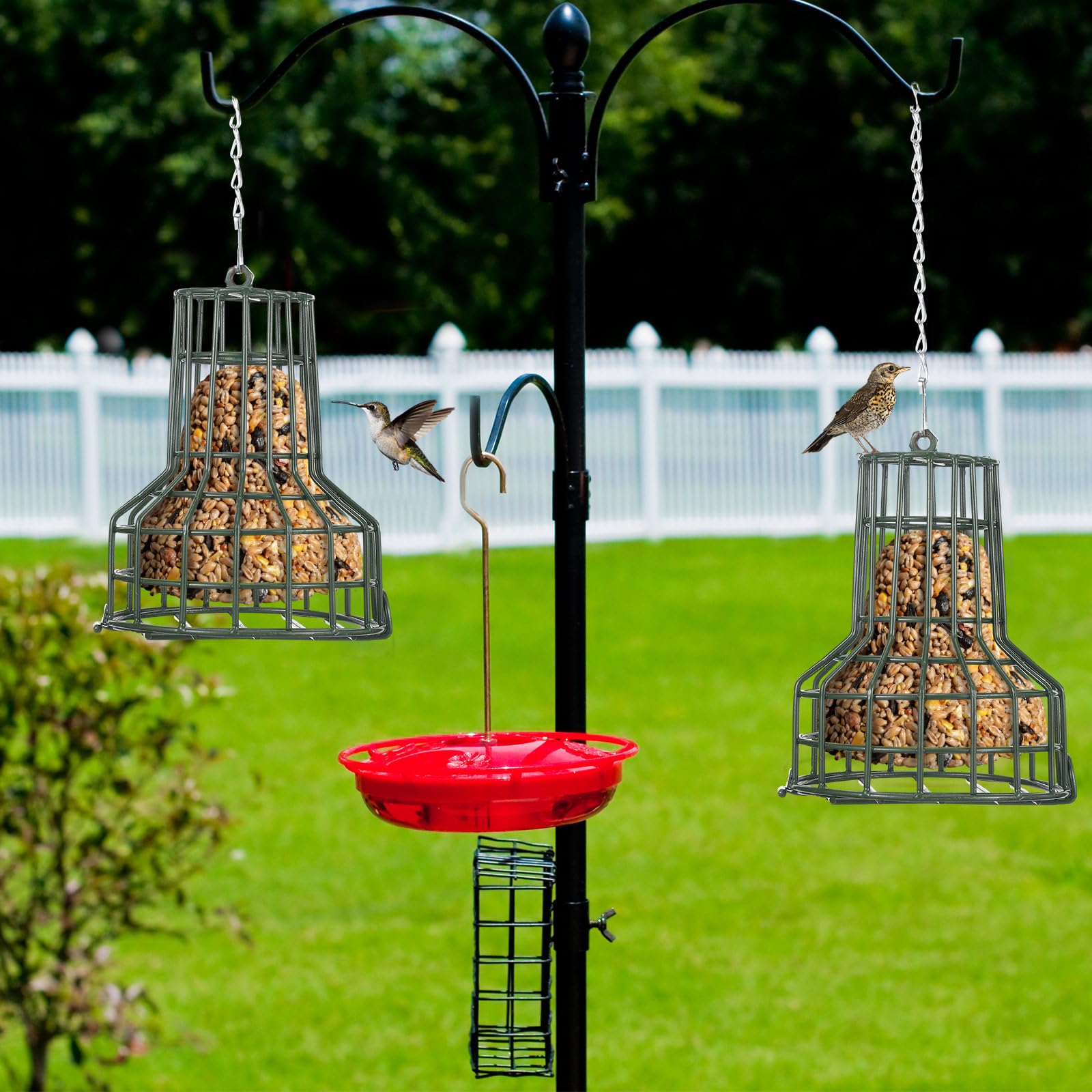 MorningRo Comedero para pájaros silvestres S-8, 2 unidades, para jardín, para exteriores, con cadena de acero inoxidable para pájaros silvestres