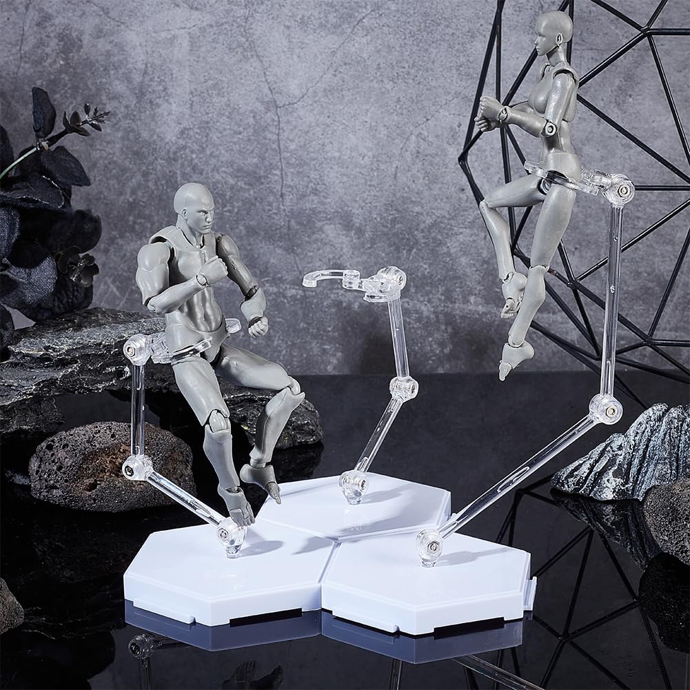 Support Figurine Action - 6 Supports En Acier Inoxydable Réglables, Base Plastique Noir, Pour Poupées Et Modèles - 7