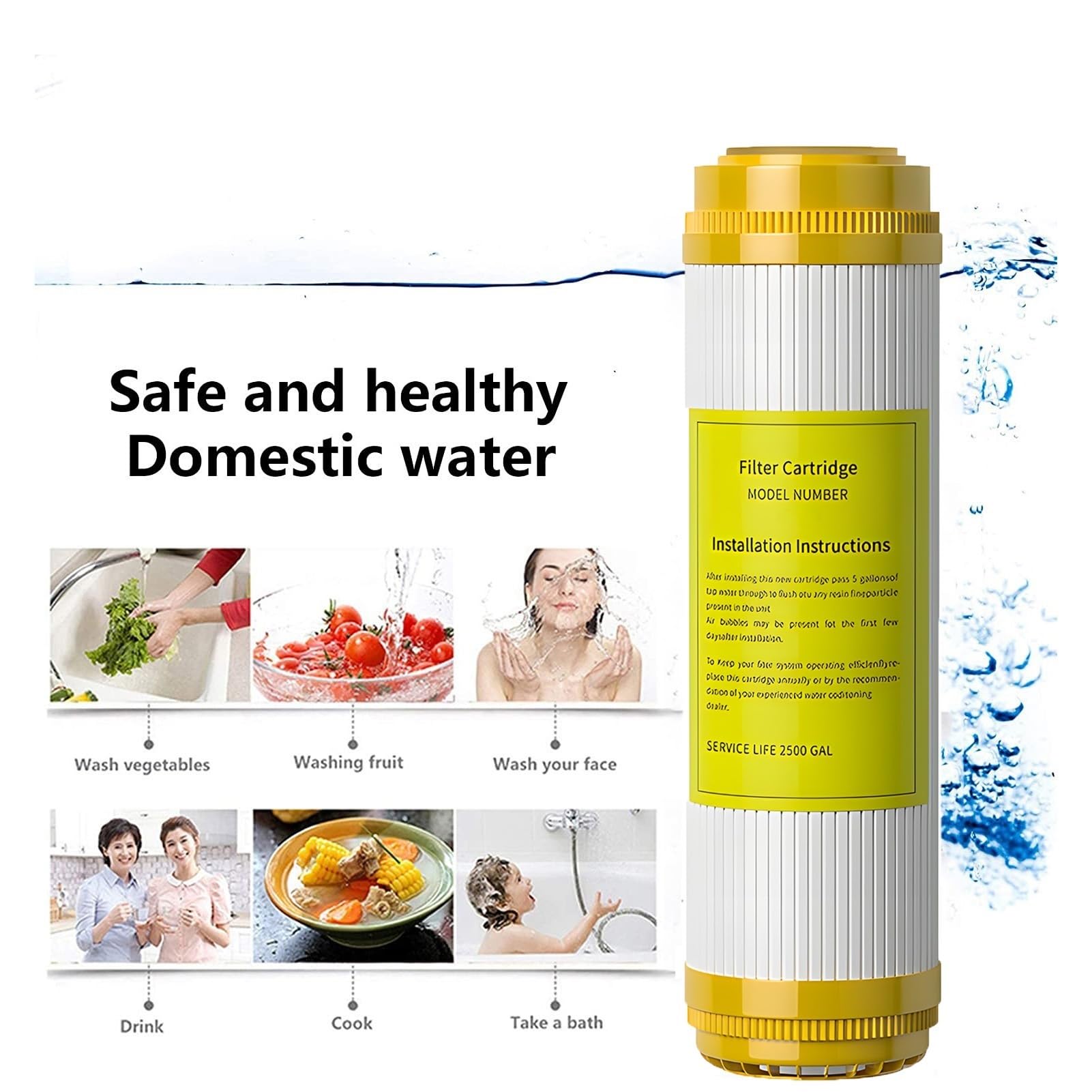 Filtro suavizante agua toda la casa 10'' x 2,5'', 5 cartuchos repuesto filtro intercambio iónico, para cualquier sistema filtración agua para toda la casa.