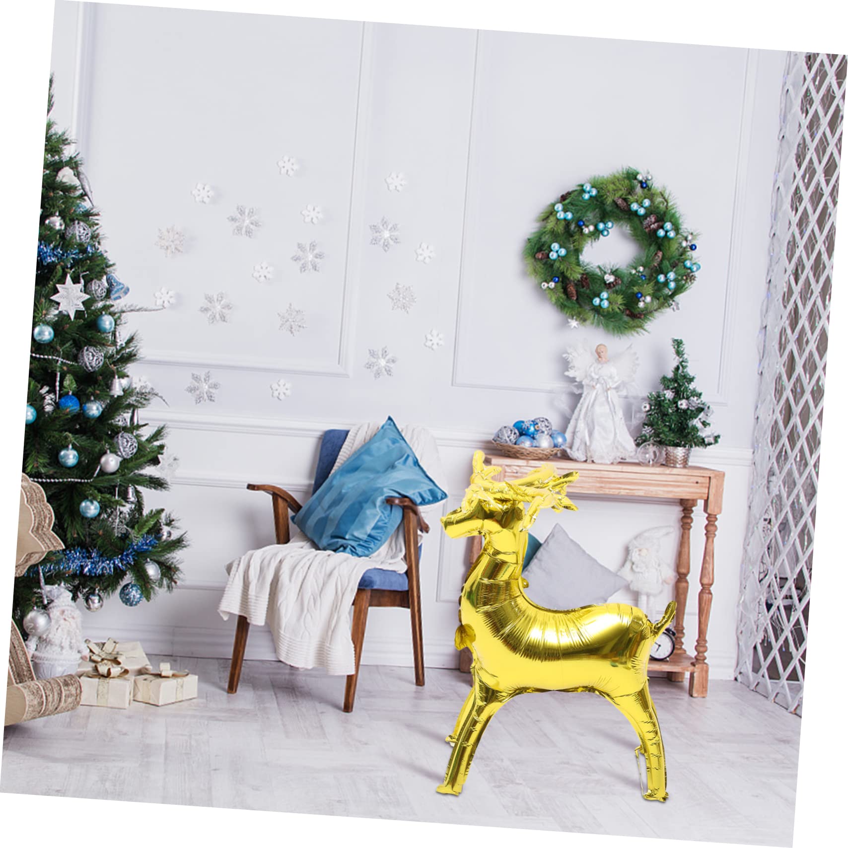 PRETYZOOM 40 Piezas Globos De Papel De Alce Globos De Fiesta De Navidad De Papel De Aluminio Hermoso Globo Decoración Navideña Globo De Aluminio Globo Decorativo Golden Película De Aluminio