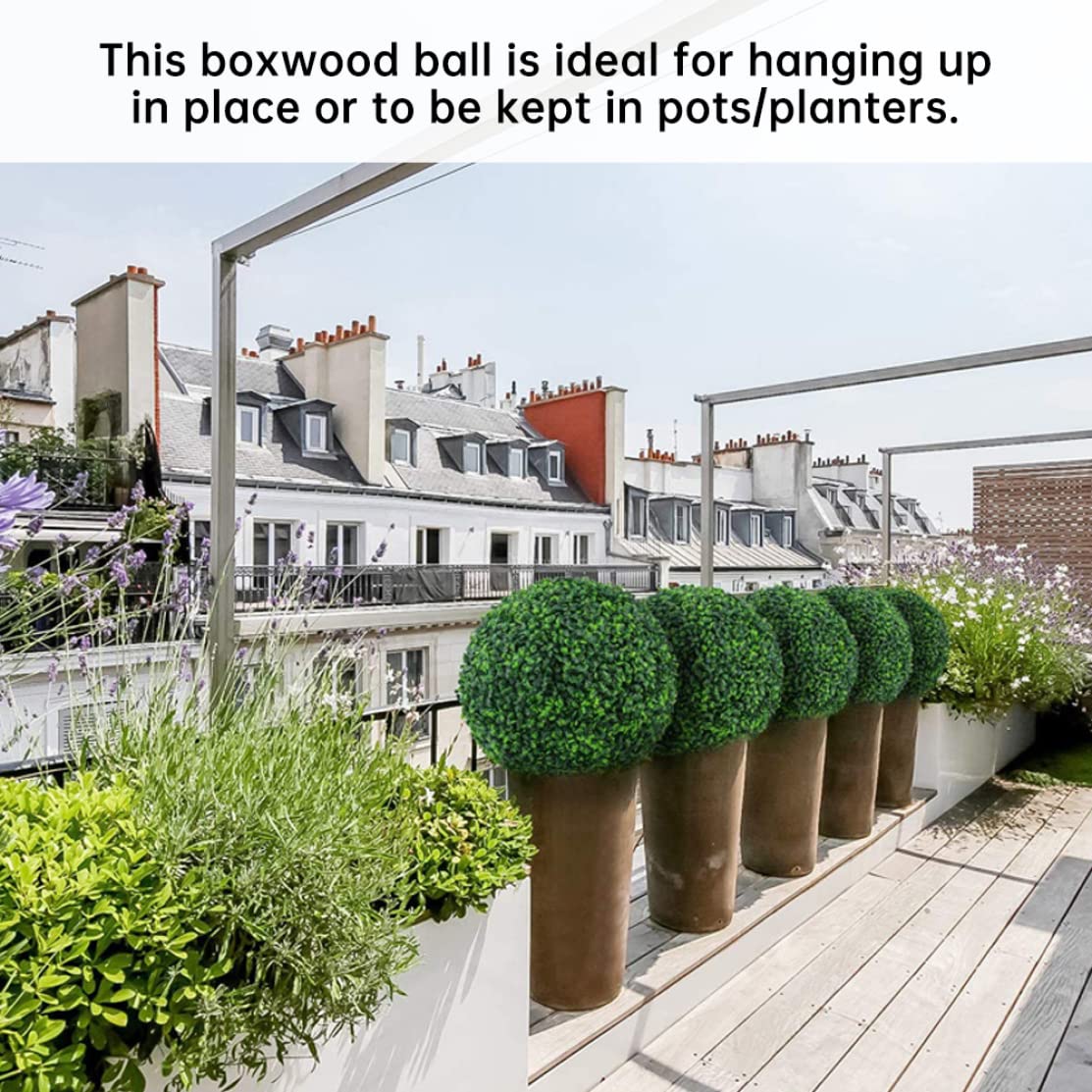 Boules topiaires de 14, 6 Pouces Faux buissons Board Board Boîte Artificielle Plante en Plastique topiaire décoratif pour l'arrière-Cour, Le Balcon, Le Jardin, Le Mariage, Le Ballon de buis