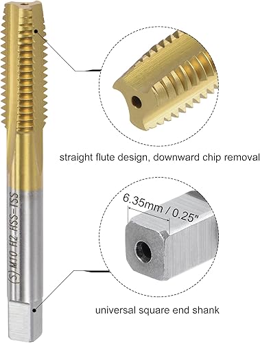 Miniatura 3 de uxcell Juego de grifos y troqueles métricos M10 x 1.5, HSS (acero de alta velocidad), rosca recta de acero de aleación