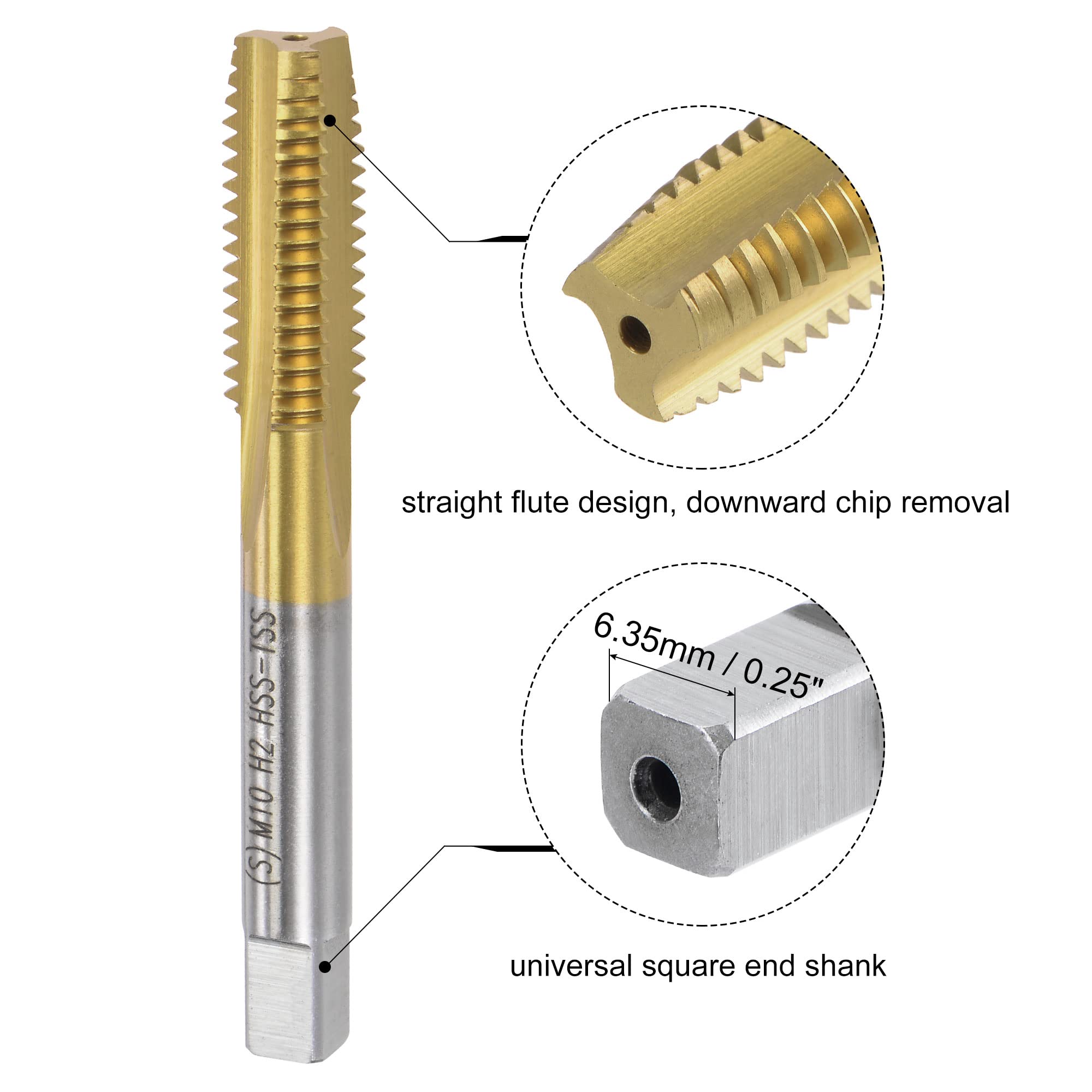 uxcell Tap and Die Set Metric M10 x 1.5, HSS (High Speed Steel) Titanium Plated Machine Straight Flute Thread Screw Tap, Alloy Steel Round Threading Die — Amazon image 3